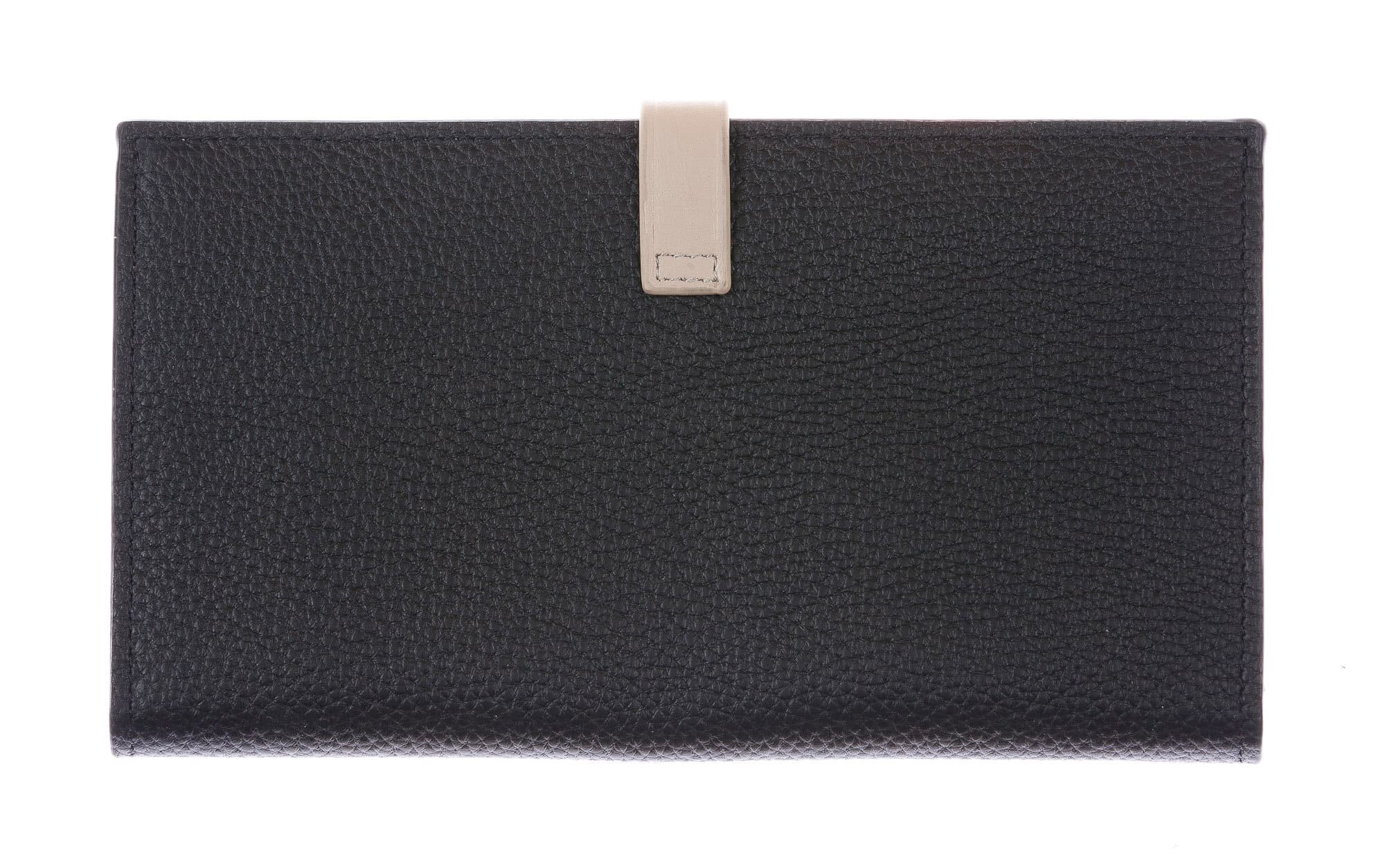 ABELIA : portafoglio donna, pelle morbida, super sottile, colore: NERO / BEIGE, Made in Italy (Portafoglio)