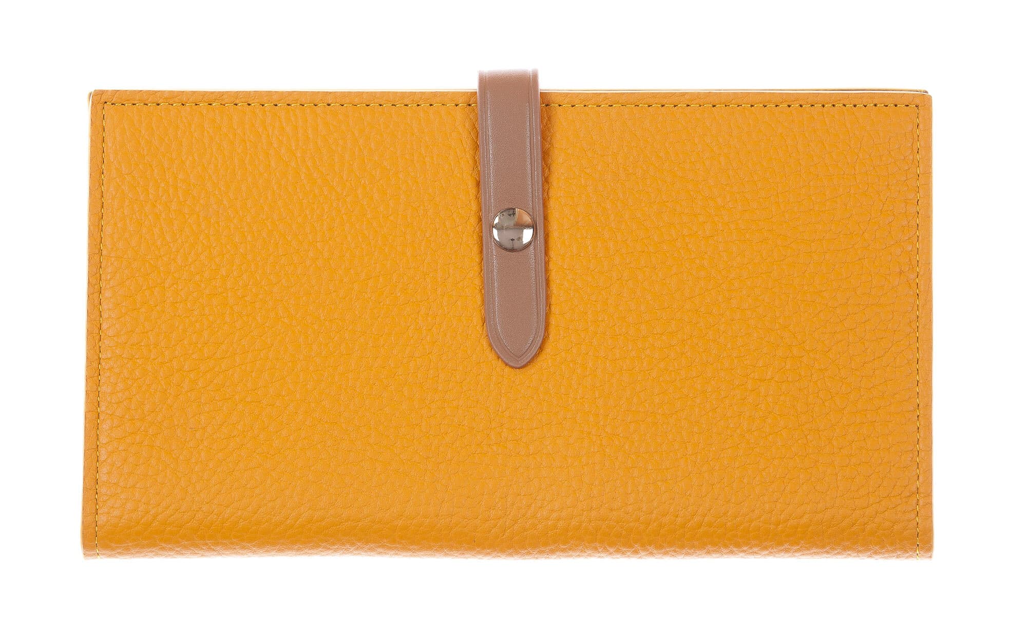 ABELIA : portafoglio donna, pelle morbida, super sottile, colore : GIALLO / TAUPE, Made in Italy