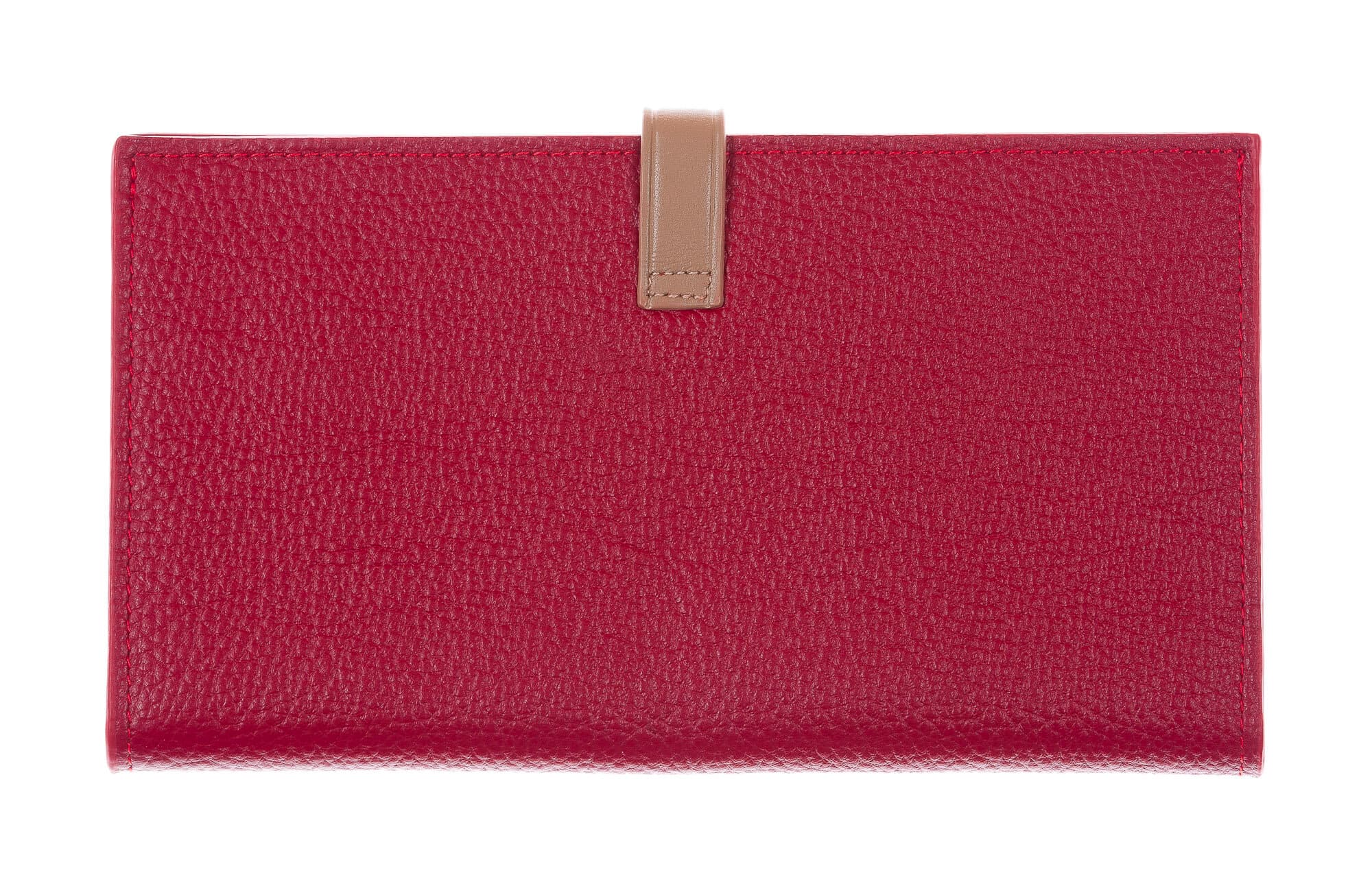 ABELIA : portafoglio donna, pelle morbida, super sottile, colore : ROSSO / TAUPE, Made in Italy