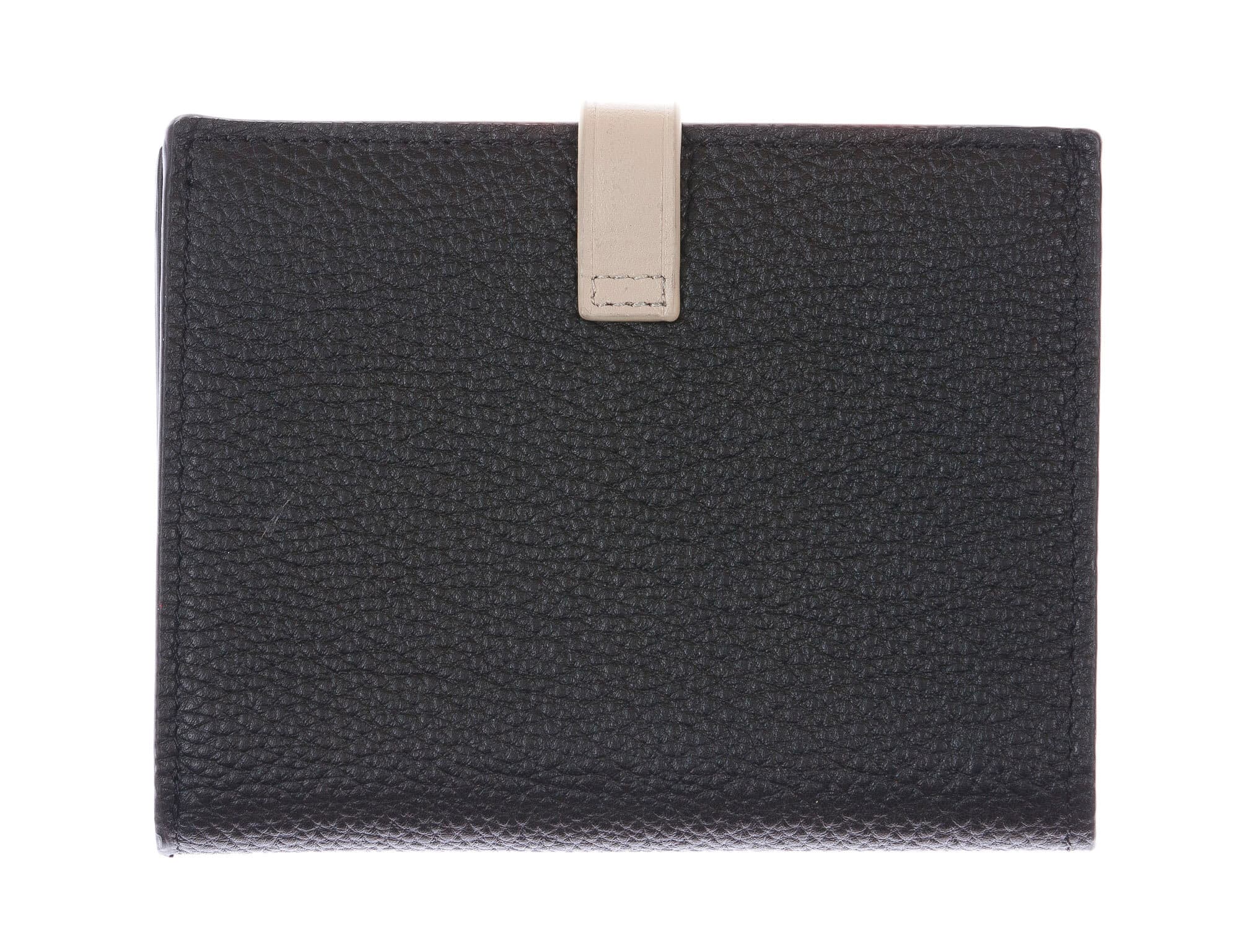 ABELIA MINI : portafoglio donna, pelle morbida, super sottile, colore : NERO / BEIGE, Made in Italy (Portafoglio