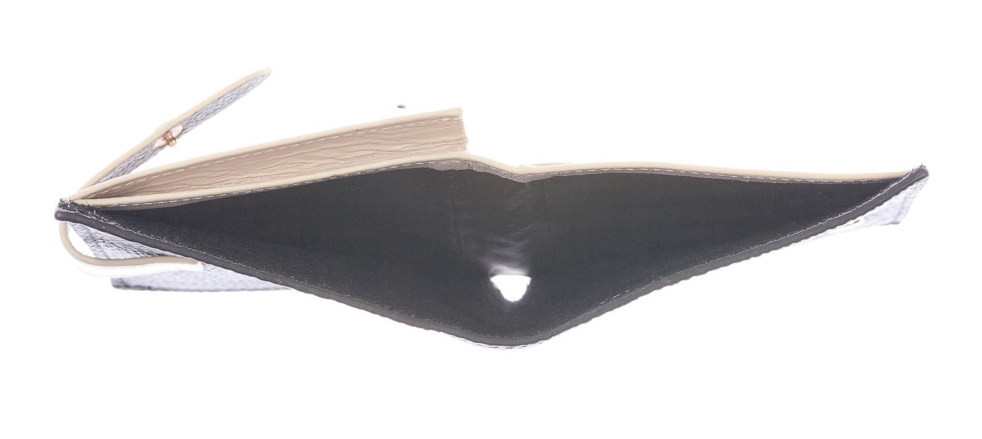 ABELIA MINI : portafoglio donna, pelle morbida, super sottile, colore : NERO / BEIGE, Made in Italy (Portafoglio