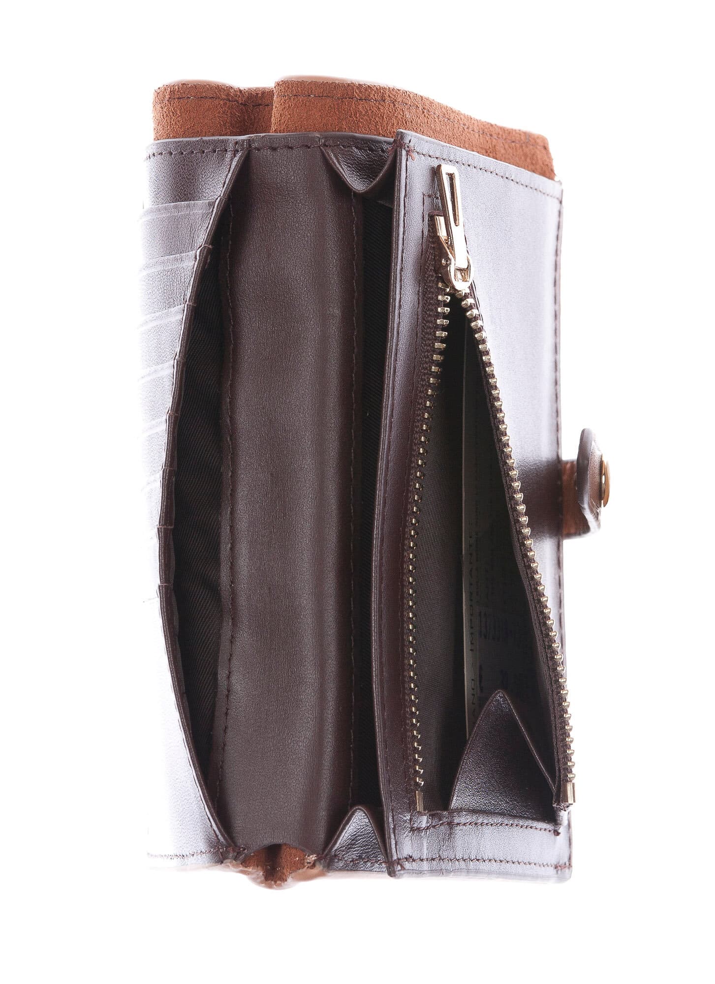 ABELIA MINI : portafoglio donna, pelle morbida, super sottile, colore : MARRONE / TESTA MORO, Made in Italy (Portafoglio)