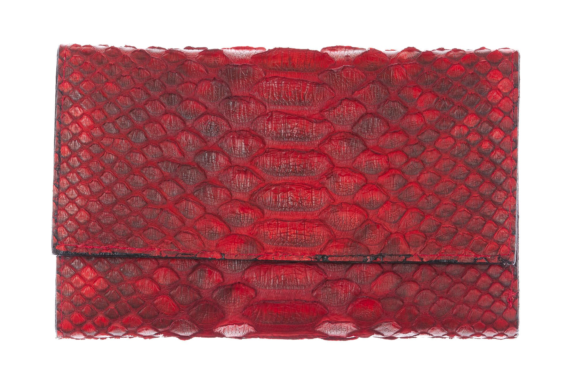Portafoglio da donna in vera pelle di pitone GERBERA, CITES, colore ROSSO, SANTINI, Made in Italy
