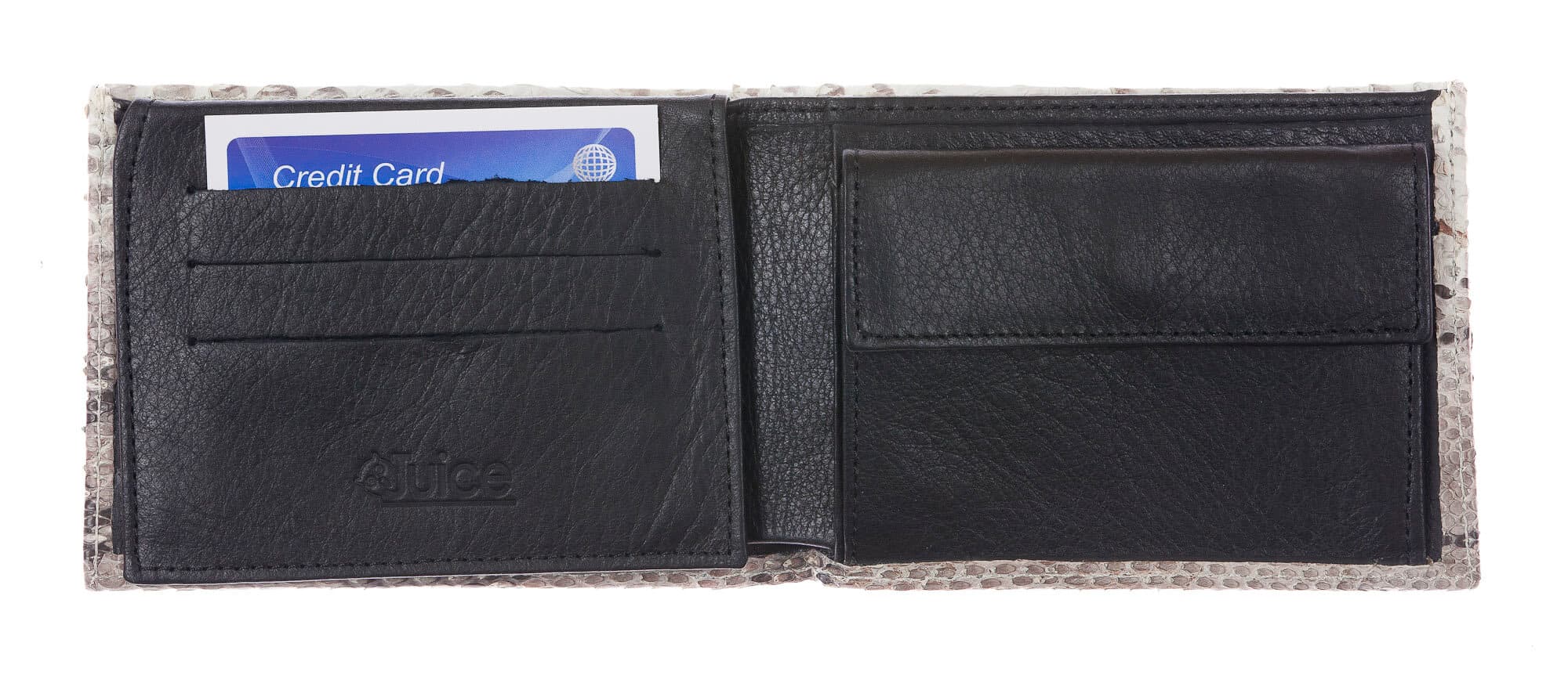 EGITTO: portafoglio uomo in pelle di pitone, colore: ROCCIA, Made in Italy - P002267