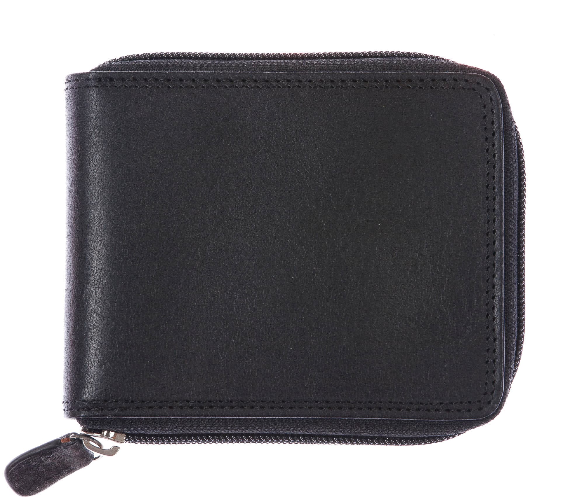 BENIN: portafoglio uomo a zip in cuoio, colore: NERO, Made in Italy (Portafoglio)
