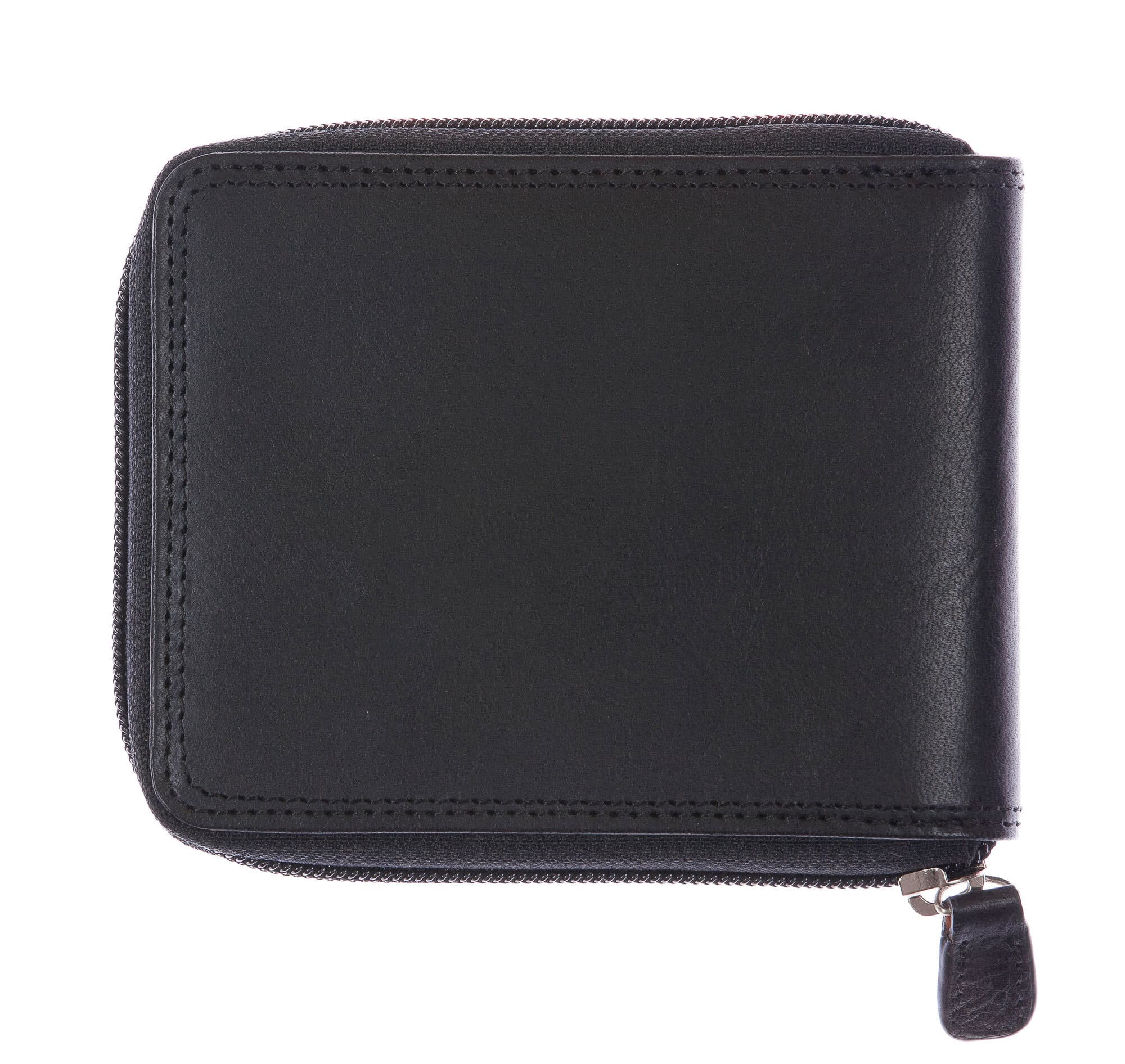 BENIN: portafoglio uomo a zip in cuoio, colore: NERO, Made in Italy (Portafoglio)