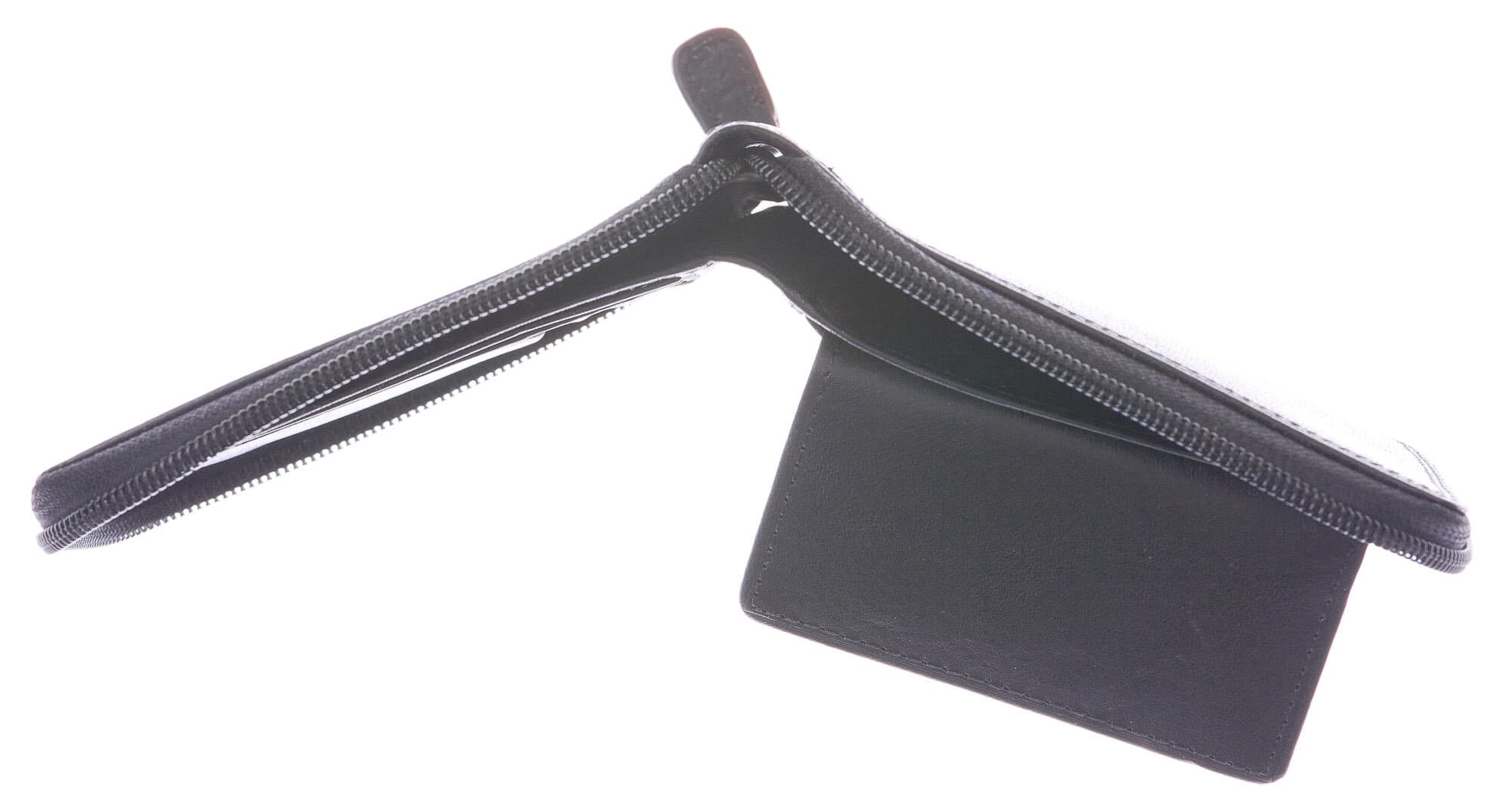 BENIN: portafoglio uomo a zip in cuoio, colore: NERO, Made in Italy (Portafoglio)