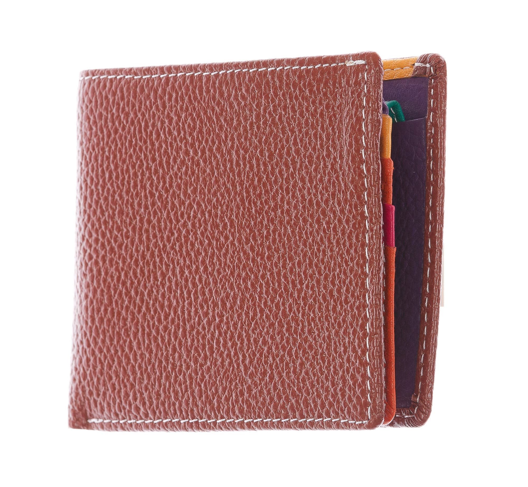 SLOVACCHIA MINI: portafoglio uomo, medio-piccolo, colore: MARRONE / MULTICOLOR, Made in Italy (Portafoglio