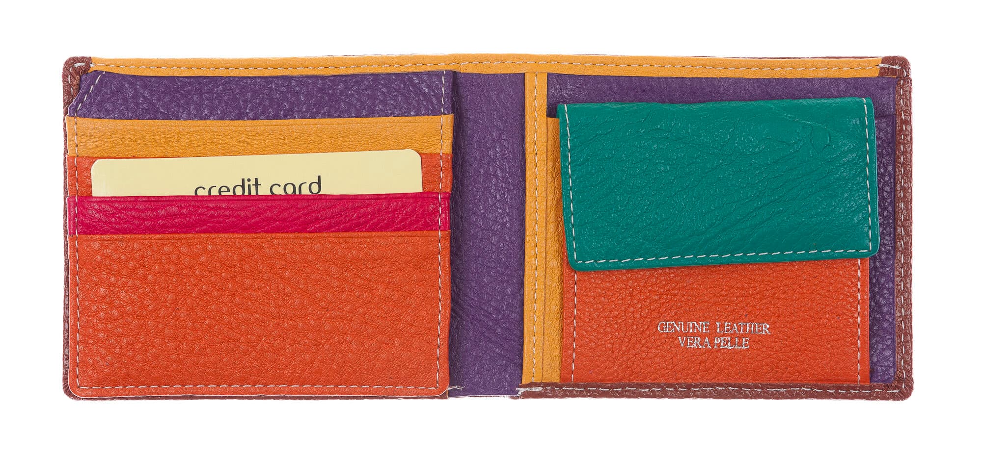 SLOVACCHIA MINI: portafoglio uomo, medio-piccolo, colore: MARRONE / MULTICOLOR, Made in Italy (Portafoglio