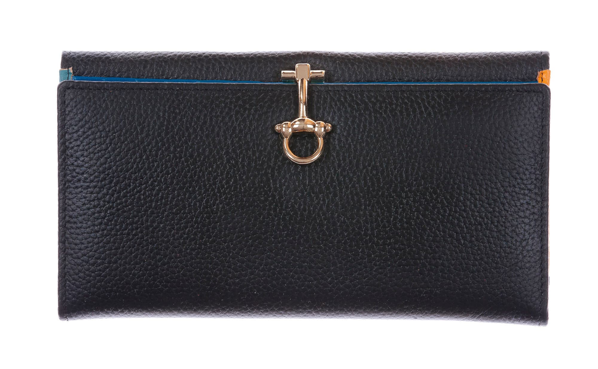 Genuine leather wallet for woman MIMOSA MAXI, BLACK colour, SANTINI, MADE IN ITALY