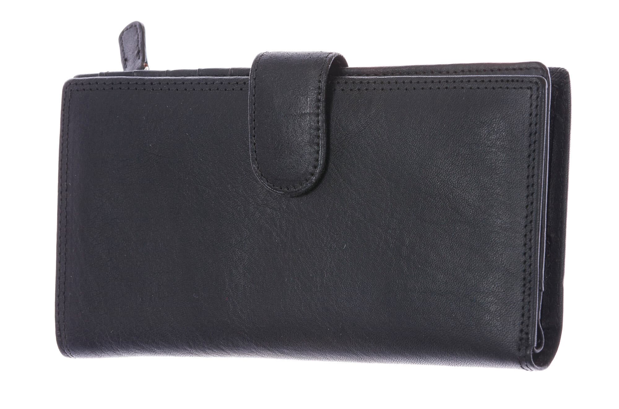 BAHAMAS: maxi portafoglio uomo in cuoio con la chiusura, colore: NERO, Made in Italy