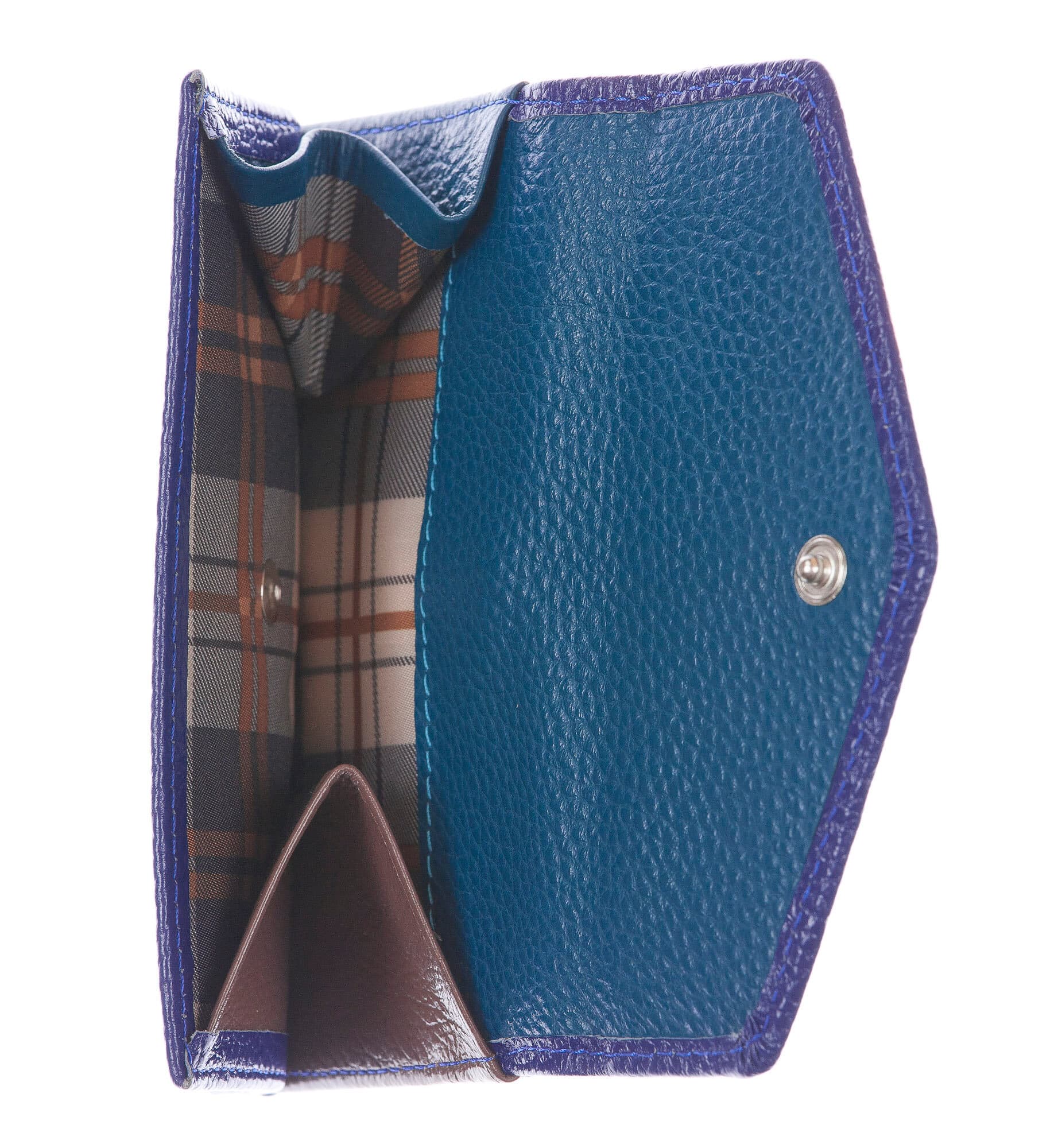 Portafoglio in vera pelle da donna MIMOSA, colore BLU, SANTINI, MADE IN ITALY