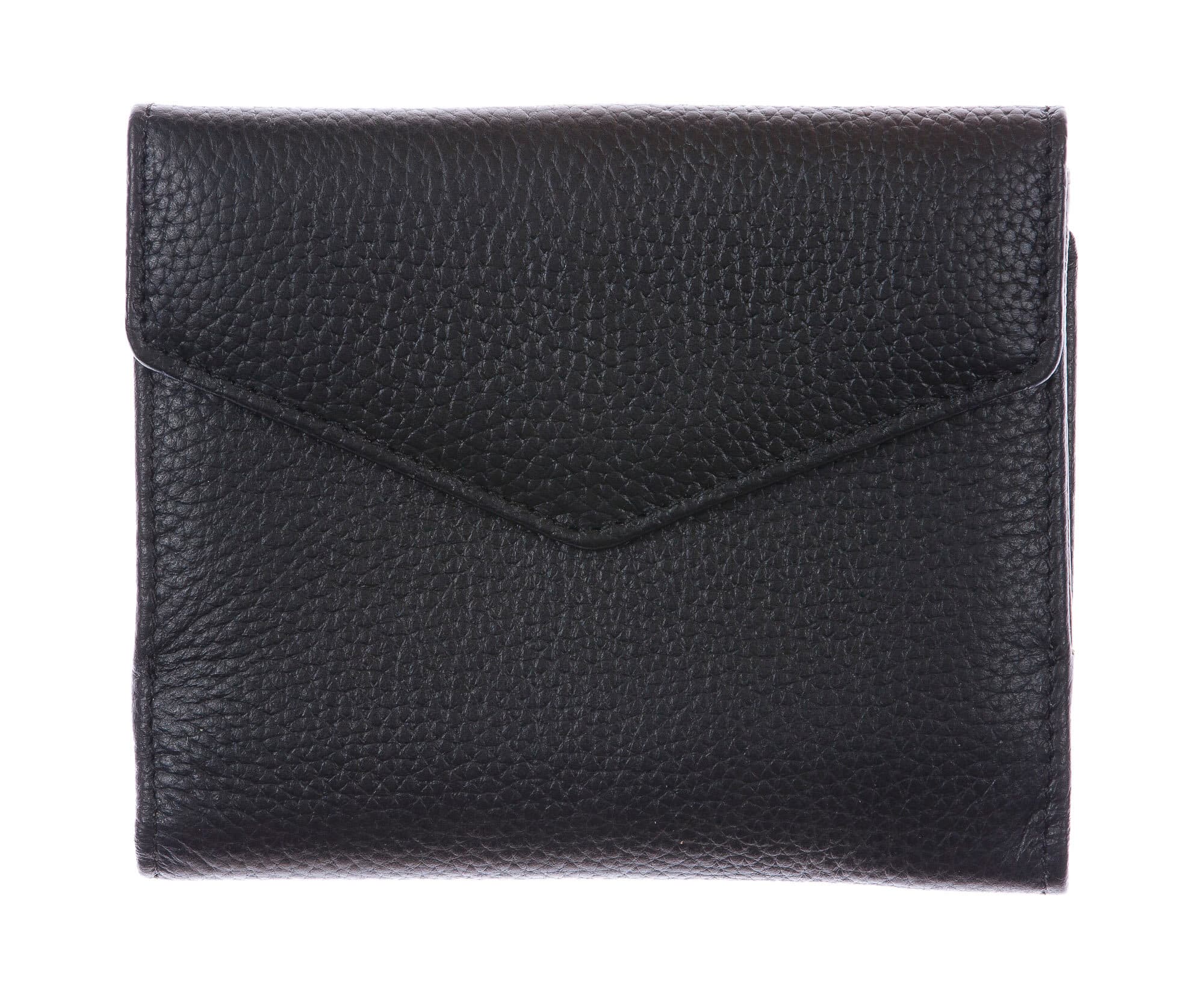 Portafoglio in vera pelle da donna MIMOSA, colore NERO, SANTINI, MADE IN ITALY