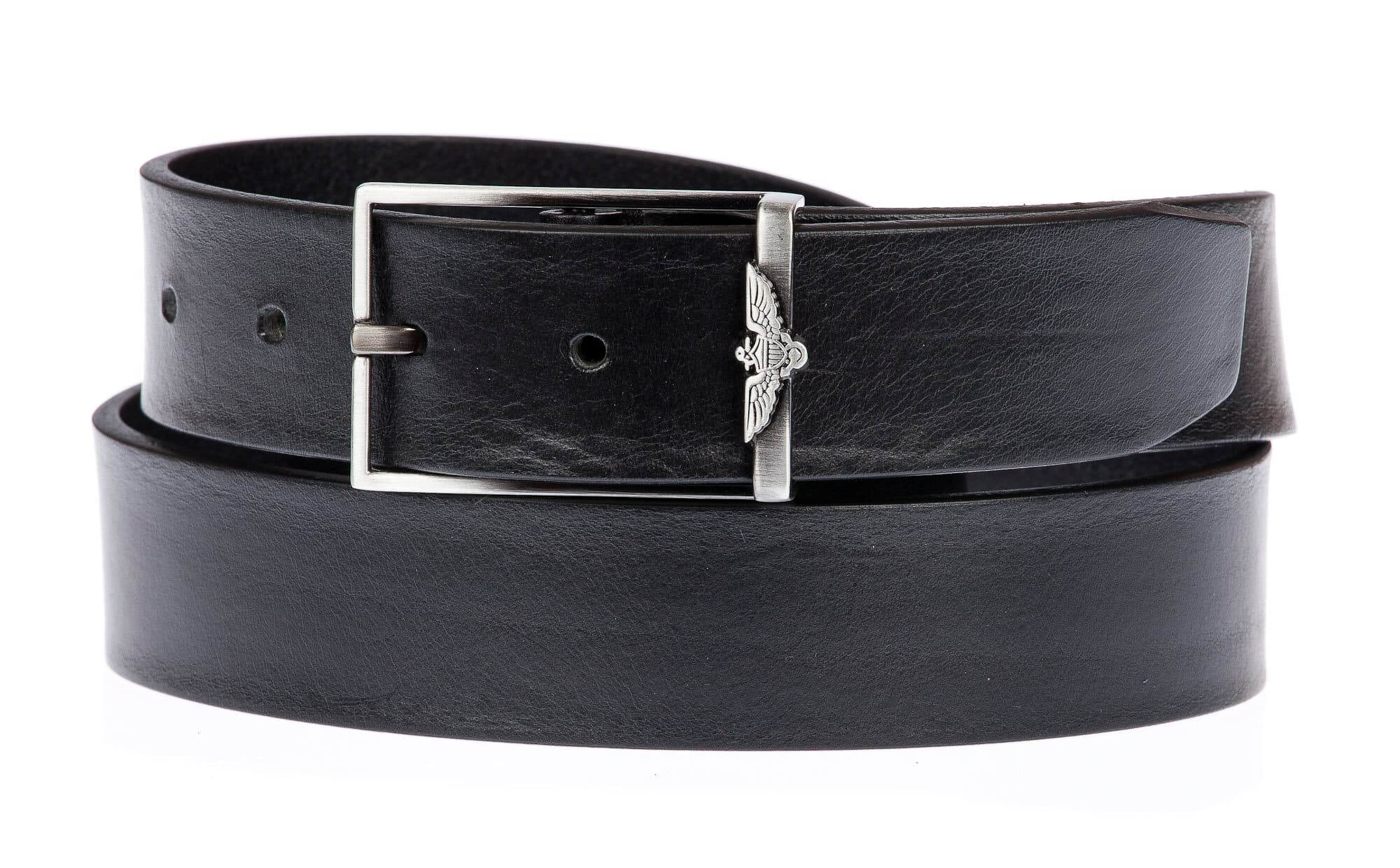 AQUILA: cintura uomo / donna in cuoio, colore: NERO, Made in Italy 