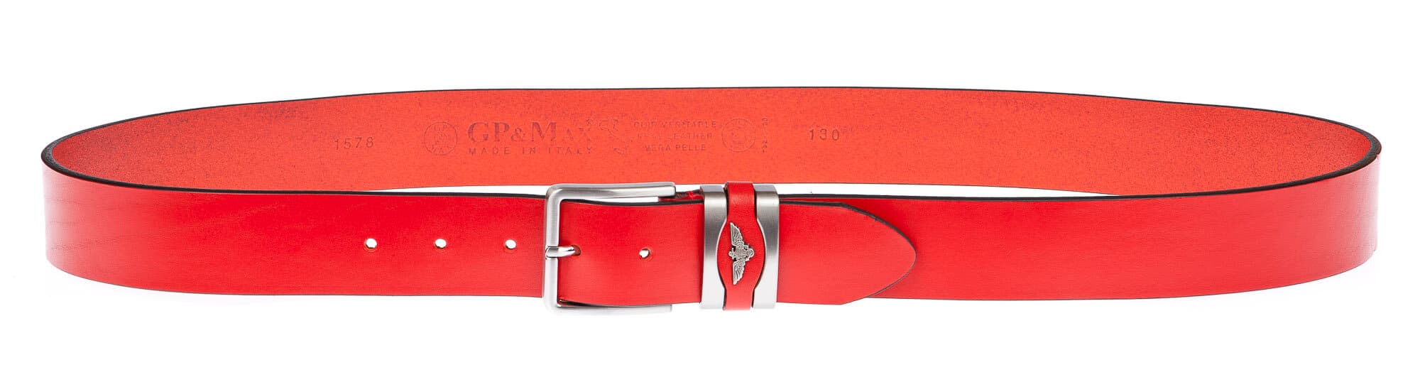 PORTLAND: cintura uomo / donna in cuoio, altezza 3 cm, colore: ROSSO, Made in Italy