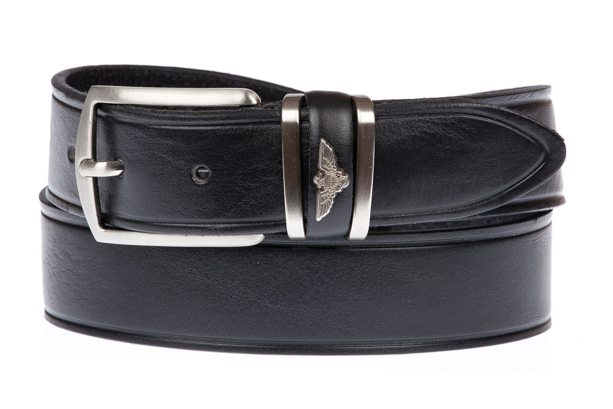 PORTLAND MEDIUM: cintura uomo / donna in cuoio, altezza 3 cm, colore: NERO, Made in Italy (Cintura