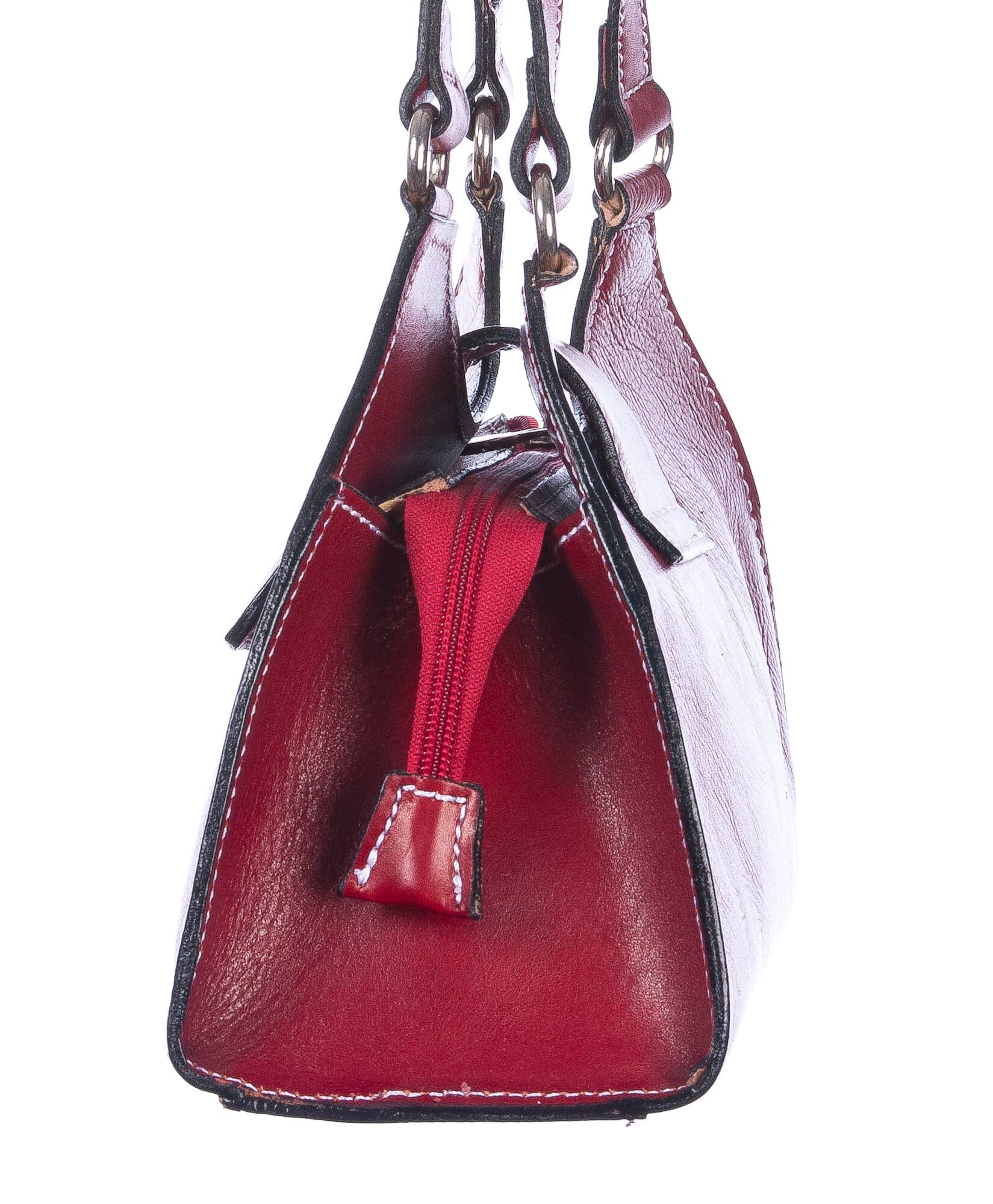 Borsa donna in vera pelle CHIAROSCURO mod. LUNA small colore ROSSO Made in Italy