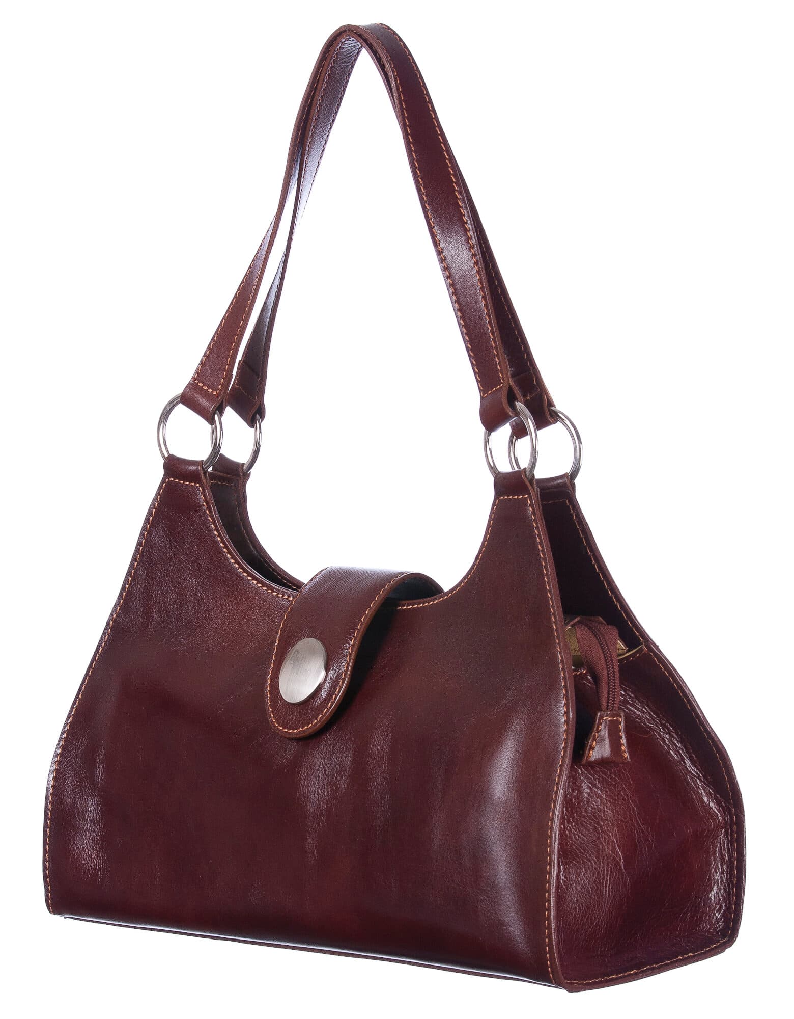 Borsa donna in vera pelle CHIAROSCURO mod. LUNA big colore TESTA DI MORO Made in Italy