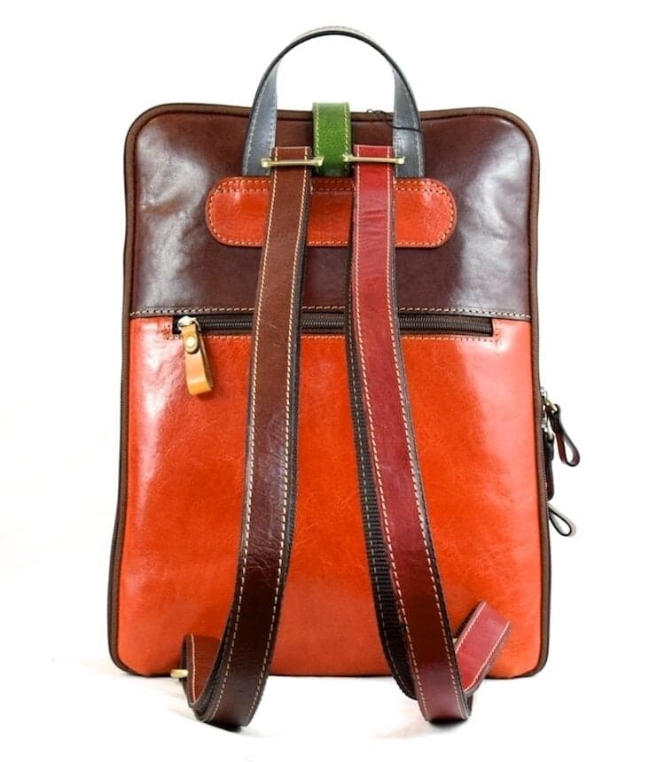 Zaino in pelle donna in cuoio primo fiore mod. Monte Fiore Multicolor produzione artigianale CHIAROSCURO Made in Italy (Borsa)