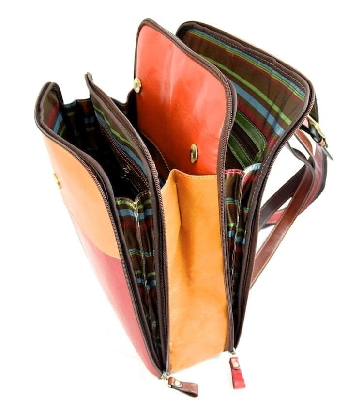 Zaino in pelle donna in cuoio primo fiore mod. Monte Fiore Multicolor produzione artigianale CHIAROSCURO Made in Italy (Borsa)