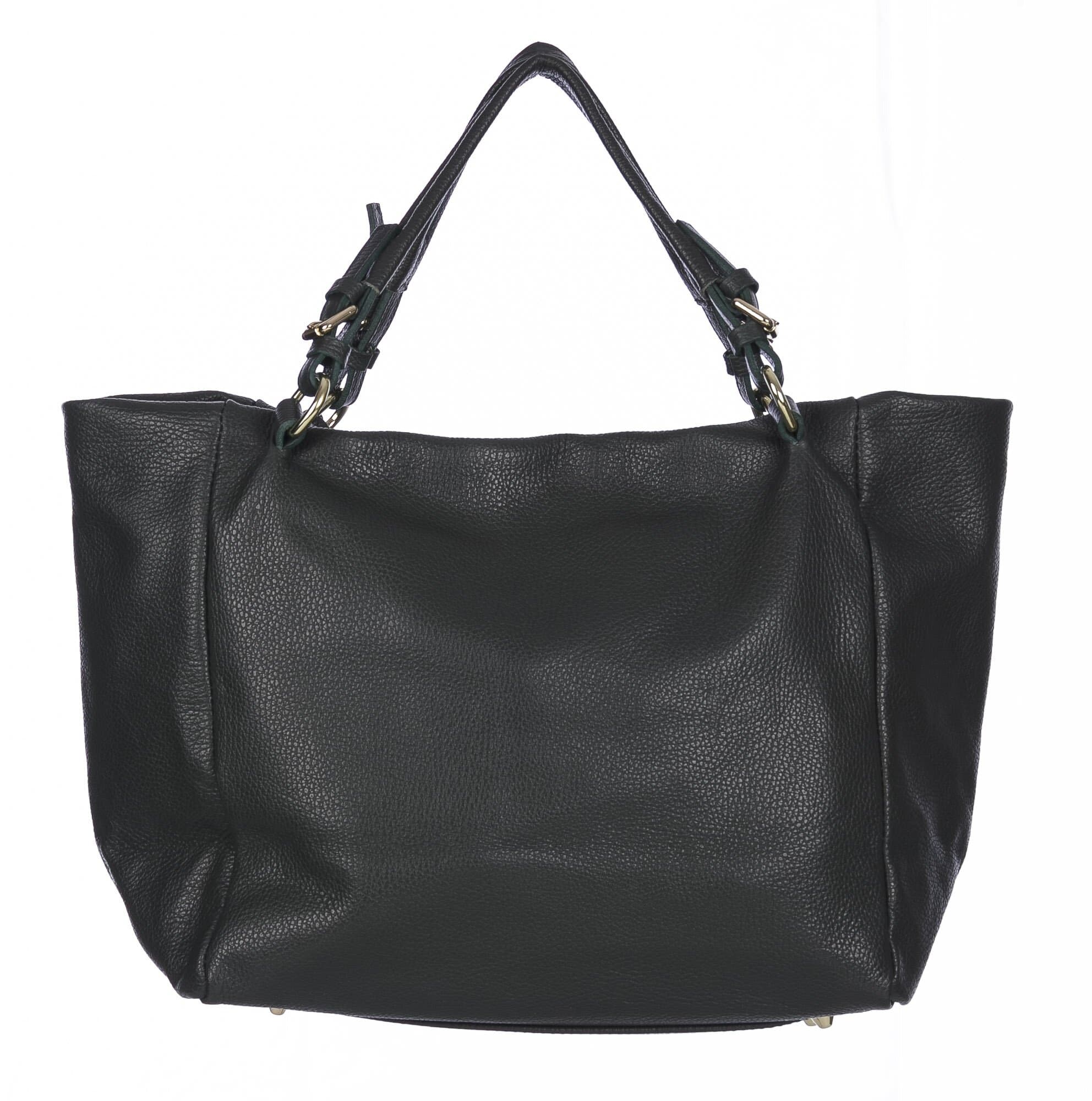 Borsa donna ELODY a spalla in vera pelle morbida, Colore NERO, CHIAROSCURO, Made in Italy