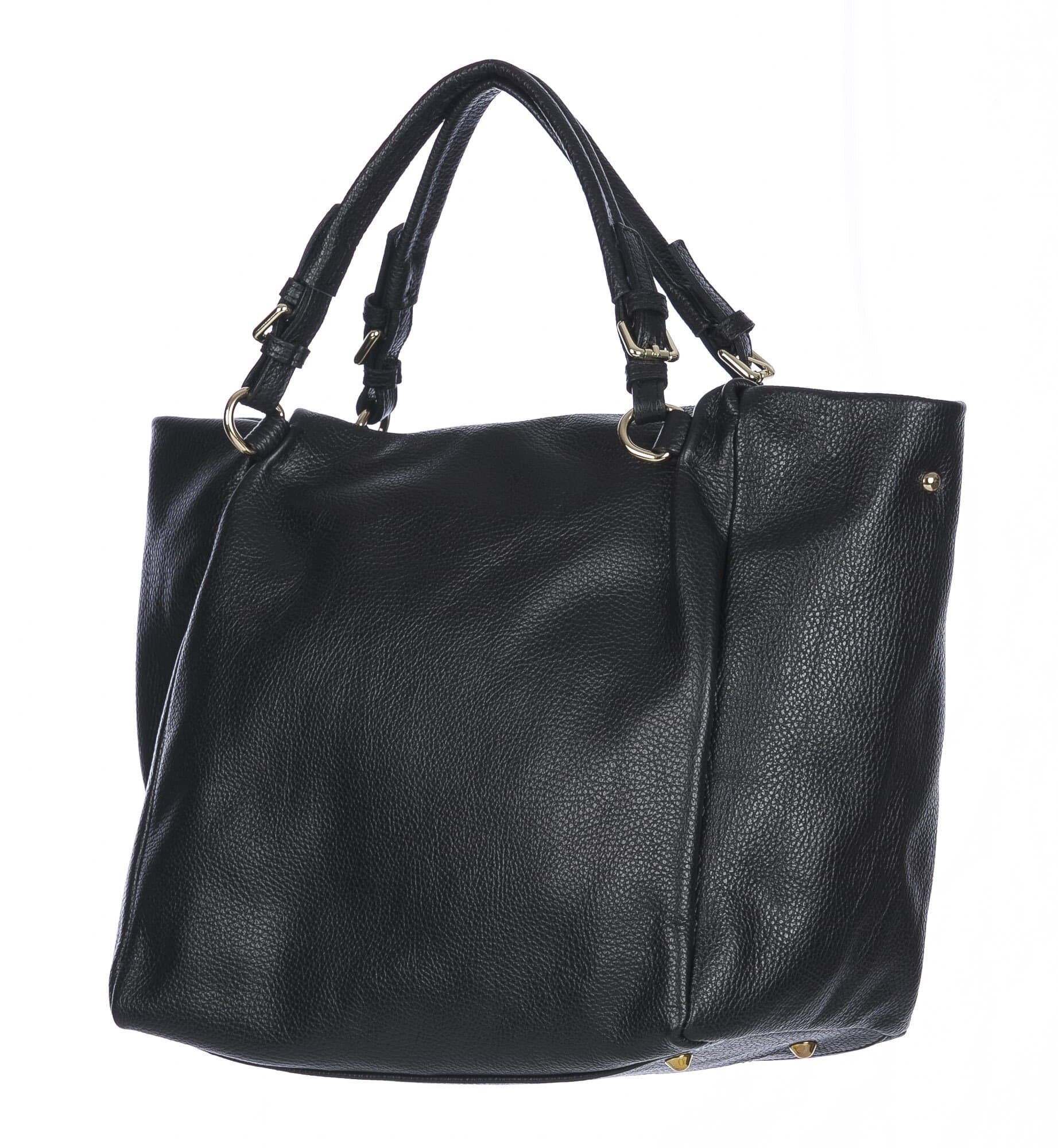 Borsa donna ELODY a spalla in vera pelle morbida, Colore NERO, CHIAROSCURO, Made in Italy