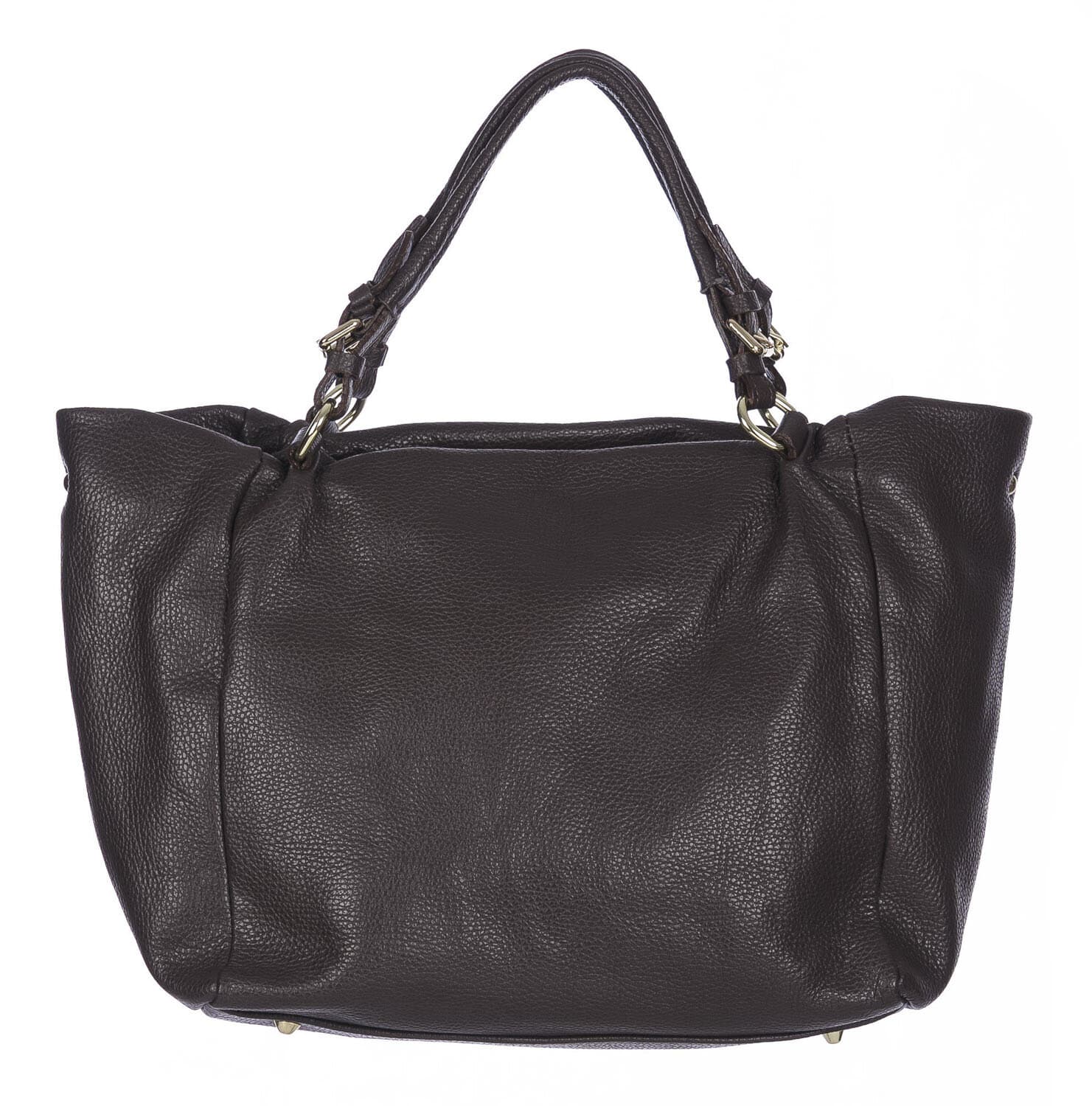 Borsa donna ELODY a spalla in vera pelle morbida, Colore TESTA DI MORO, CHIAROSCURO Made in Italy