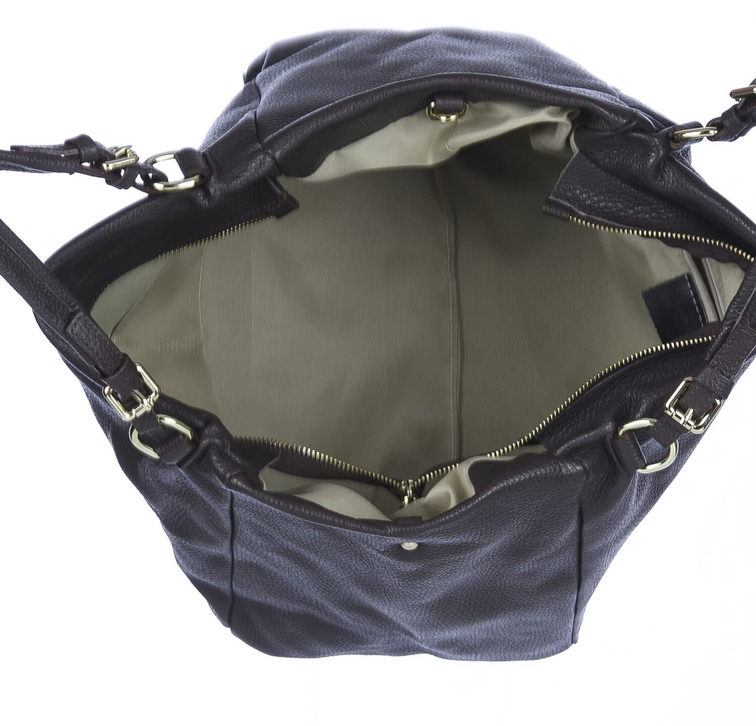 Borsa donna ELODY a spalla in vera pelle morbida, Colore TESTA DI MORO, CHIAROSCURO Made in Italy