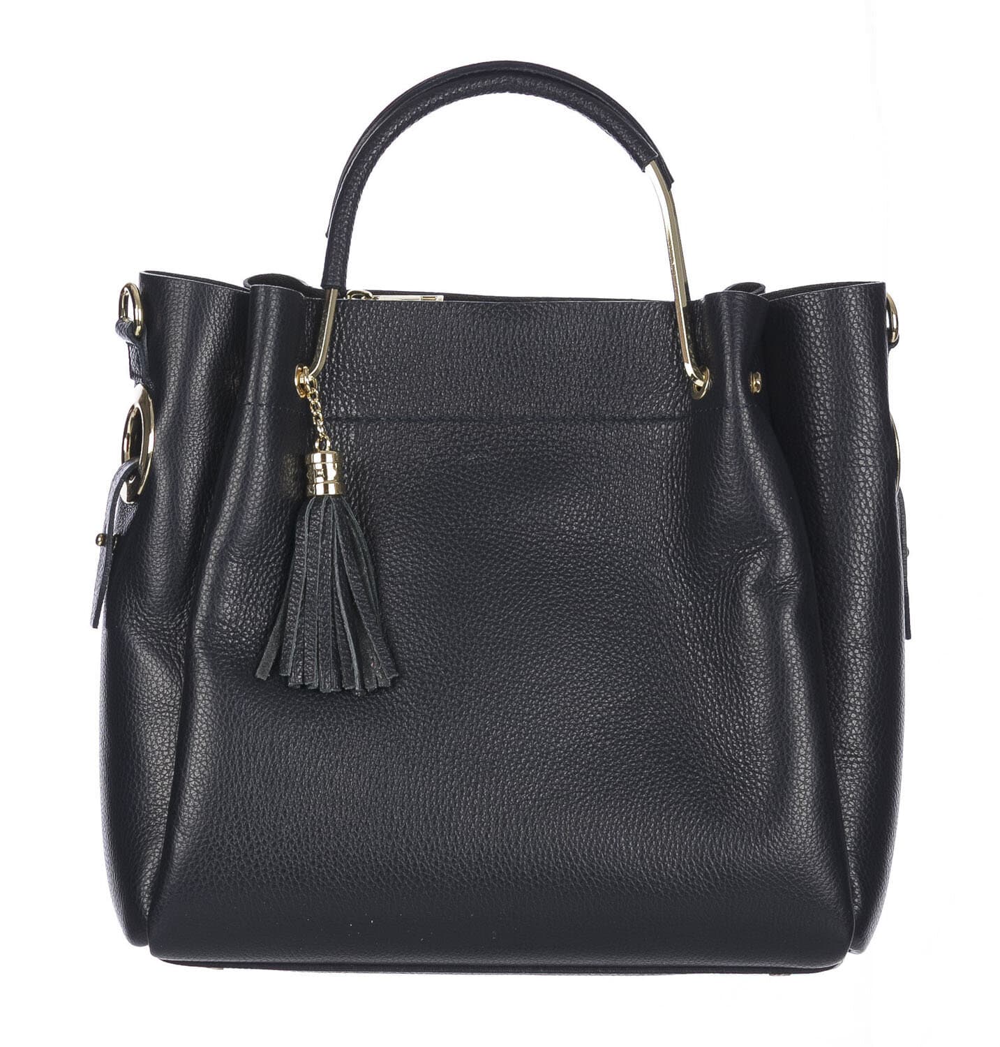 Borsa donna KAROLINA a spalla in vera pelle rigida, colore BLU SCURO, CHIARO SCURO, Made in Italy