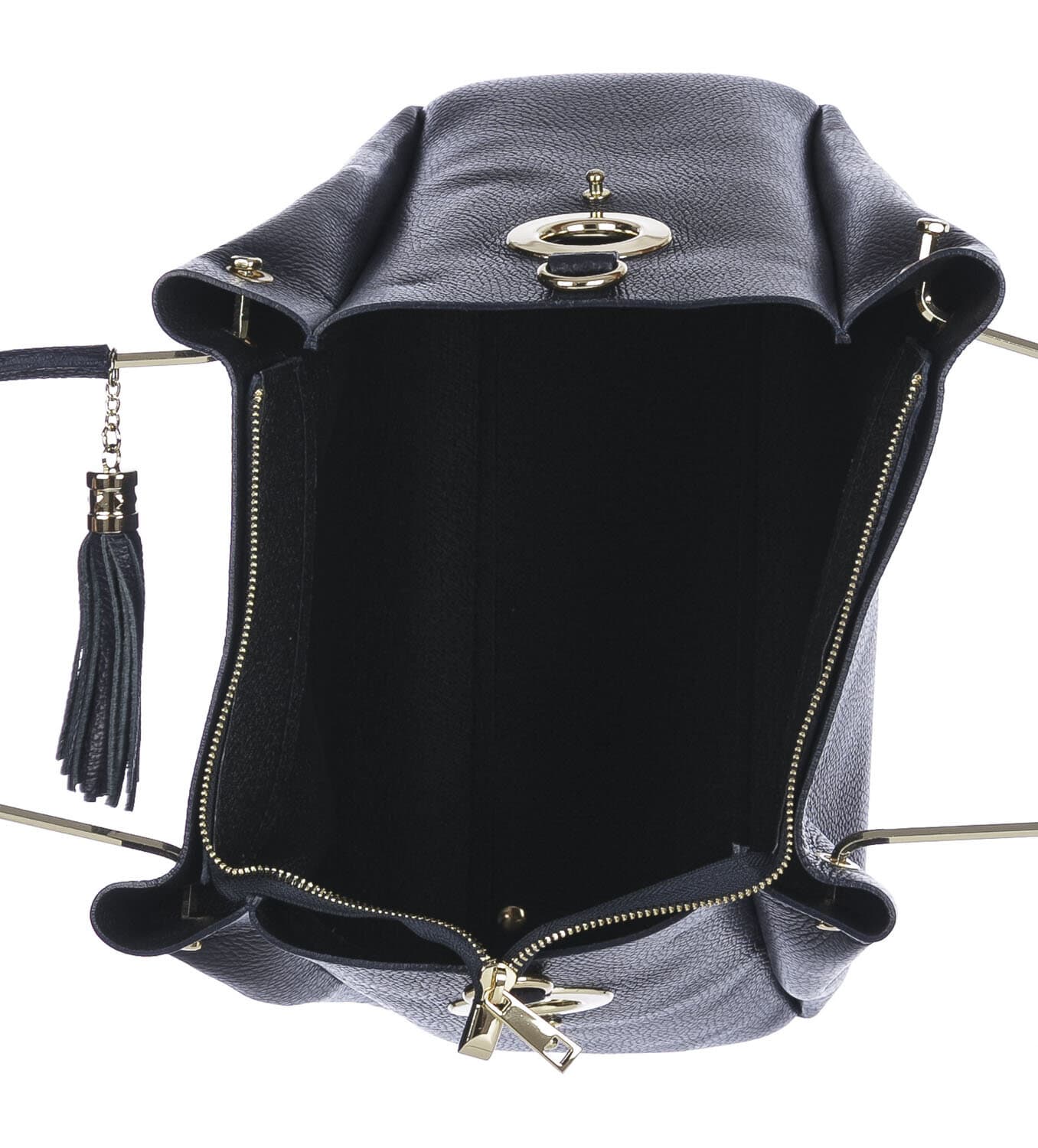 Borsa donna KAROLINA a spalla in vera pelle rigida, colore BLU SCURO, CHIARO SCURO, Made in Italy