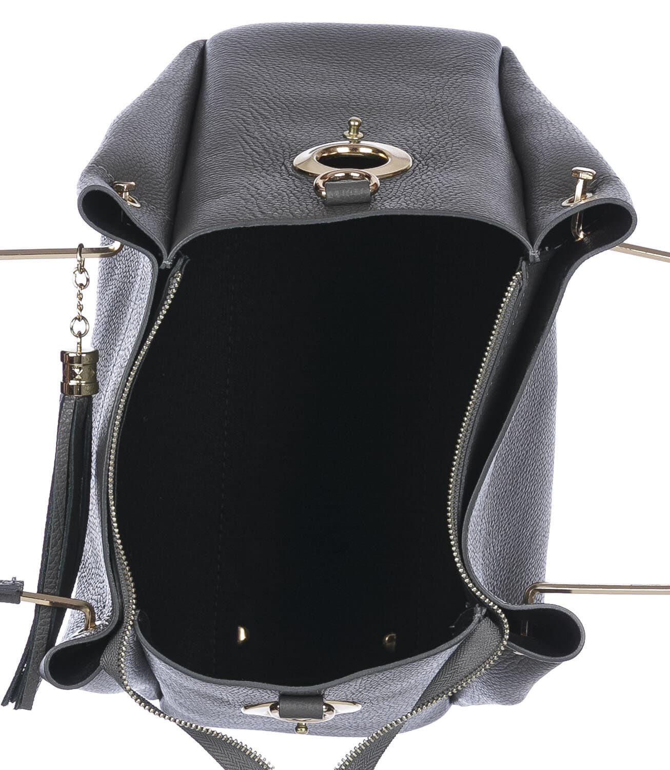 Borsa donna KAROLINA a spalla in vera pelle rigida, colore GRIGIO, CHIARO SCURO, Made in Italy