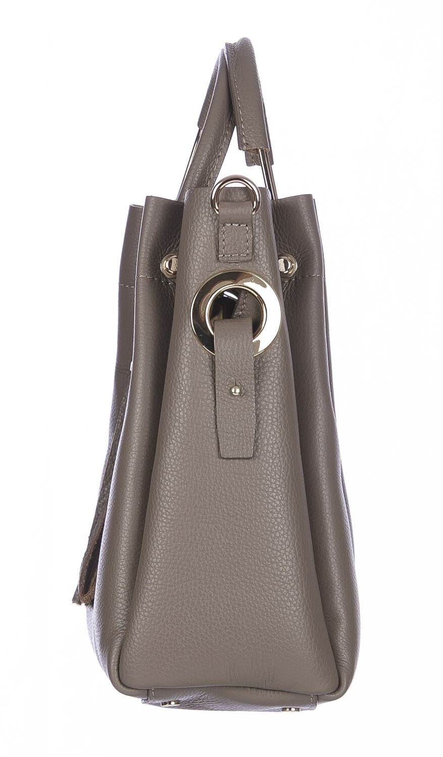 Borsa donna KAROLINA a spalla in vera pelle rigida, colore BEIGE, CHIARO SCURO, Made in Italy