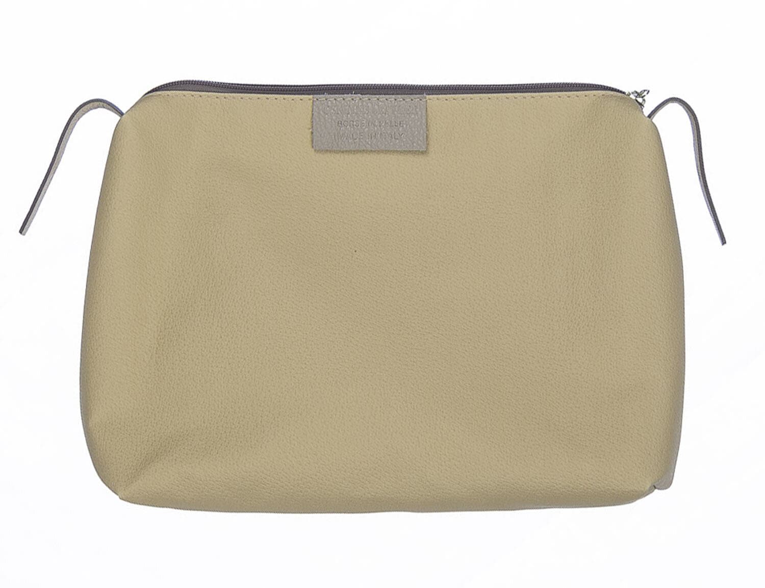 Borsa donna KAROLINA a spalla in vera pelle rigida, colore BEIGE, CHIARO SCURO, Made in Italy