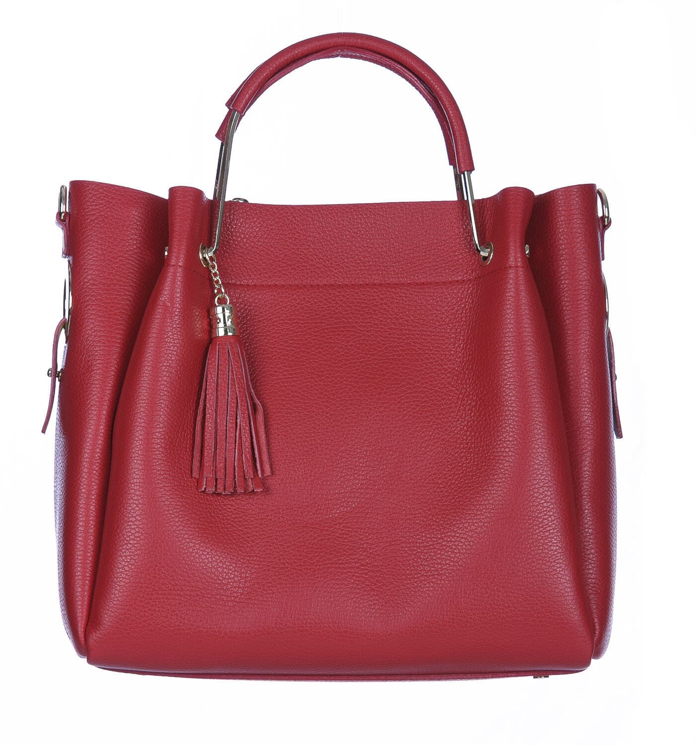 Borsa donna KAROLINA a spalla in vera pelle rigida, colore ROSSO,  CHIARO SCURO, Made in Italy