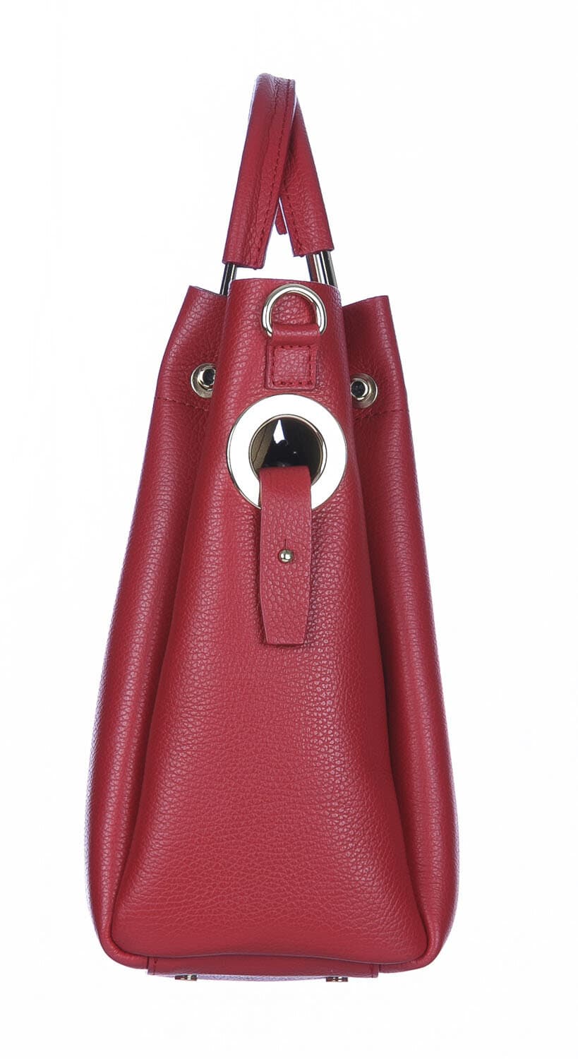 Borsa donna KAROLINA a spalla in vera pelle rigida, colore ROSSO,  CHIARO SCURO, Made in Italy