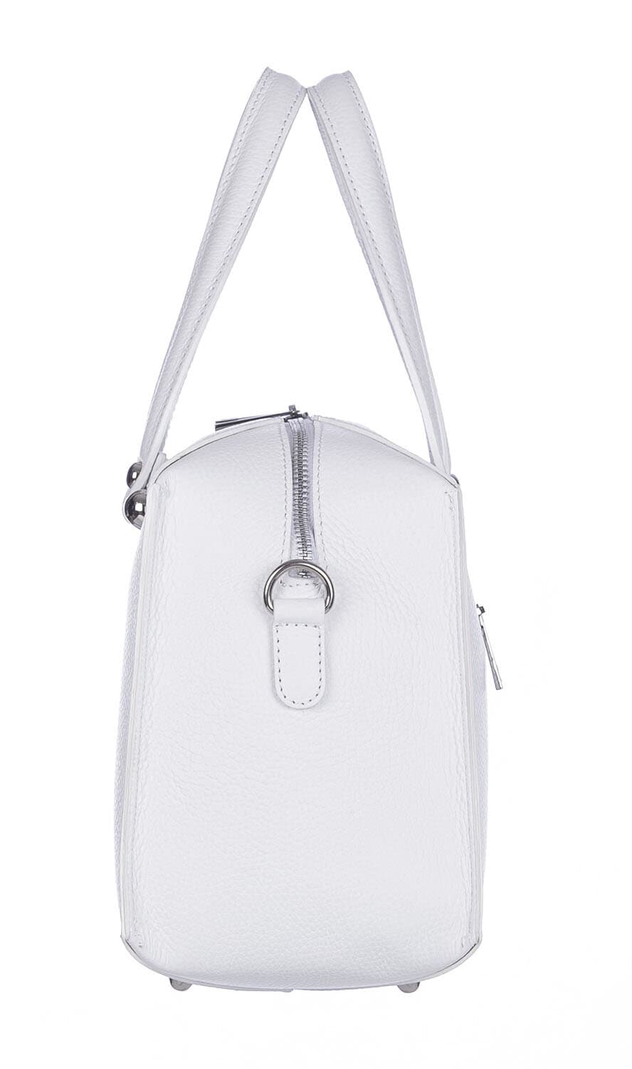 Borsa donna SOFIA a mano in vera pelle rigida, colore BIANCO, CHIARO SCURO, Made in Italy