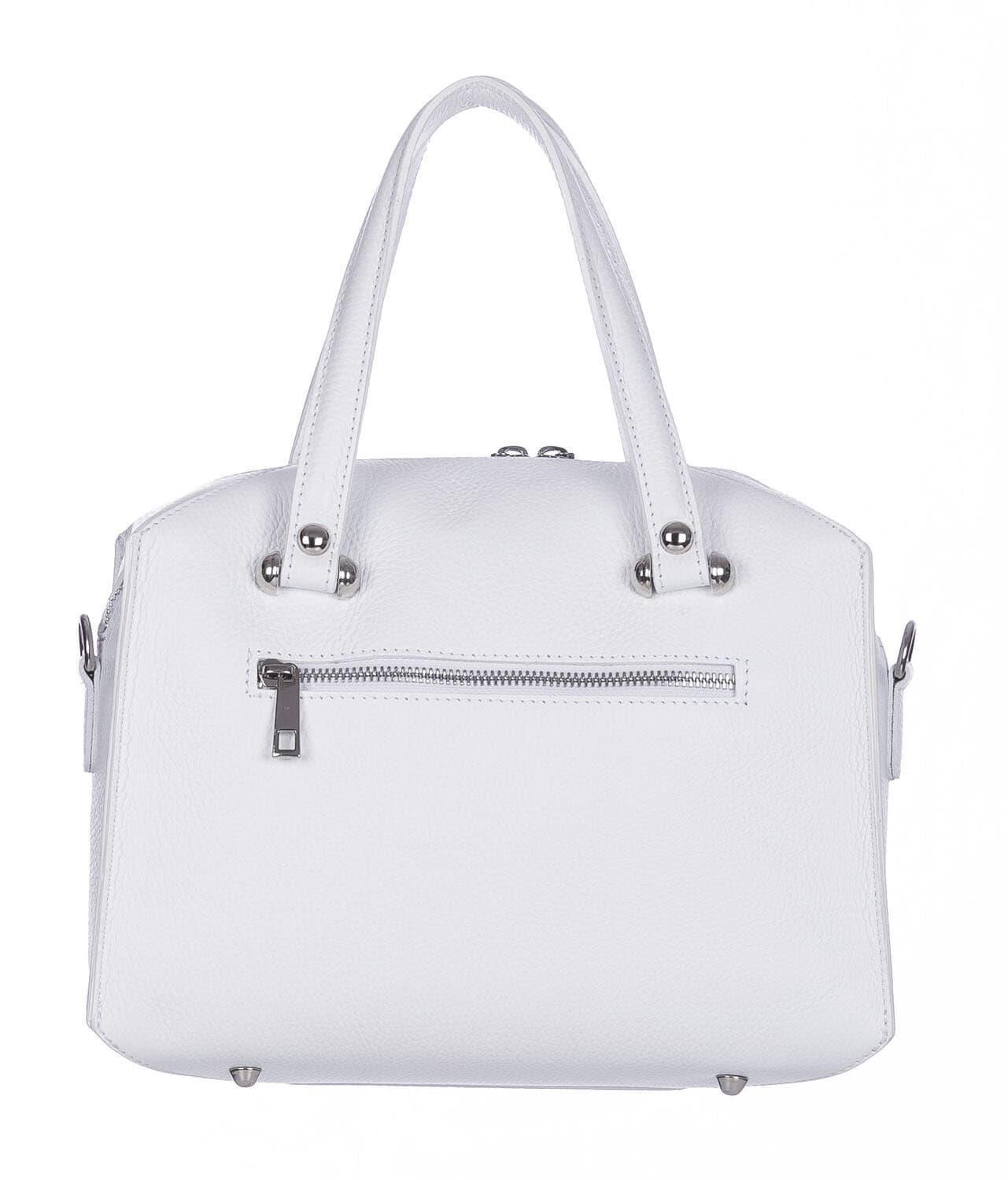 Borsa donna SOFIA a mano in vera pelle rigida, colore BIANCO, CHIARO SCURO, Made in Italy