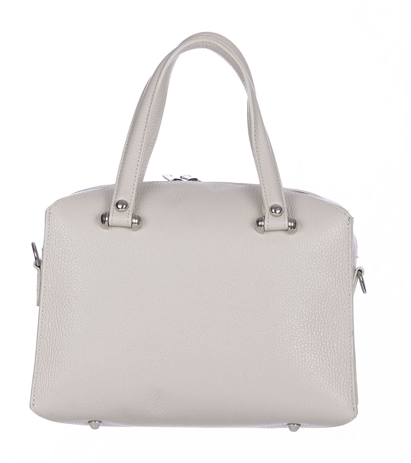 Borsa donna SOFIA a mano in vera pelle rigida, colore GRIGIO, CHIARO SCURO, Made in Italy