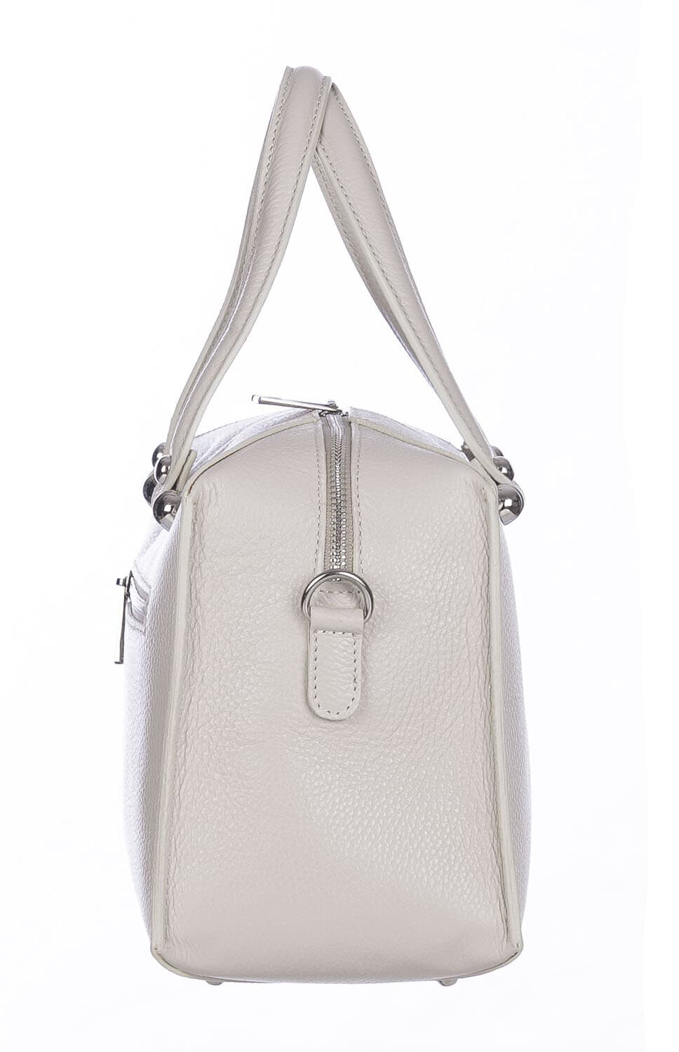 Borsa donna SOFIA a mano in vera pelle rigida, colore GRIGIO, CHIARO SCURO, Made in Italy