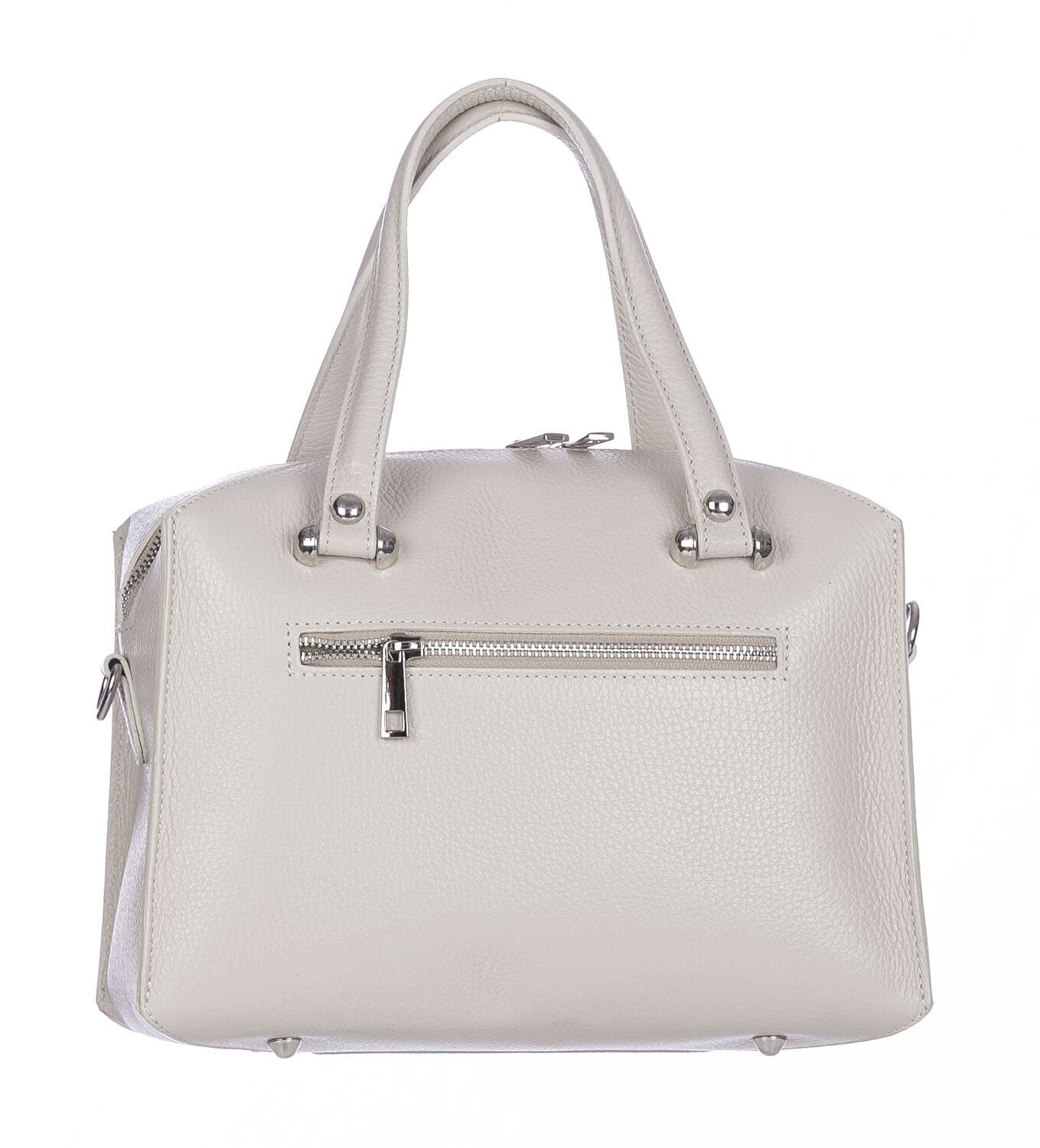 Borsa donna SOFIA a mano in vera pelle rigida, colore GRIGIO, CHIARO SCURO, Made in Italy