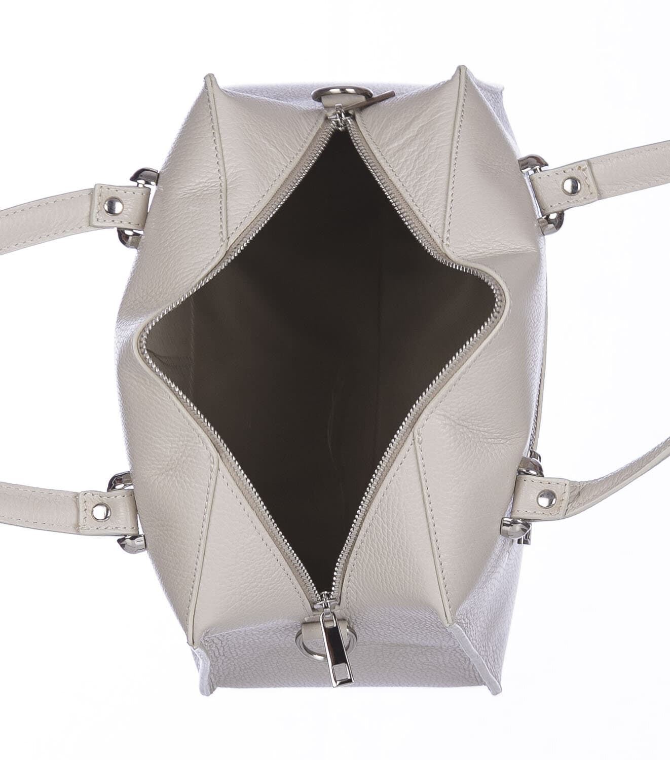 Borsa donna SOFIA a mano in vera pelle rigida, colore GRIGIO, CHIARO SCURO, Made in Italy