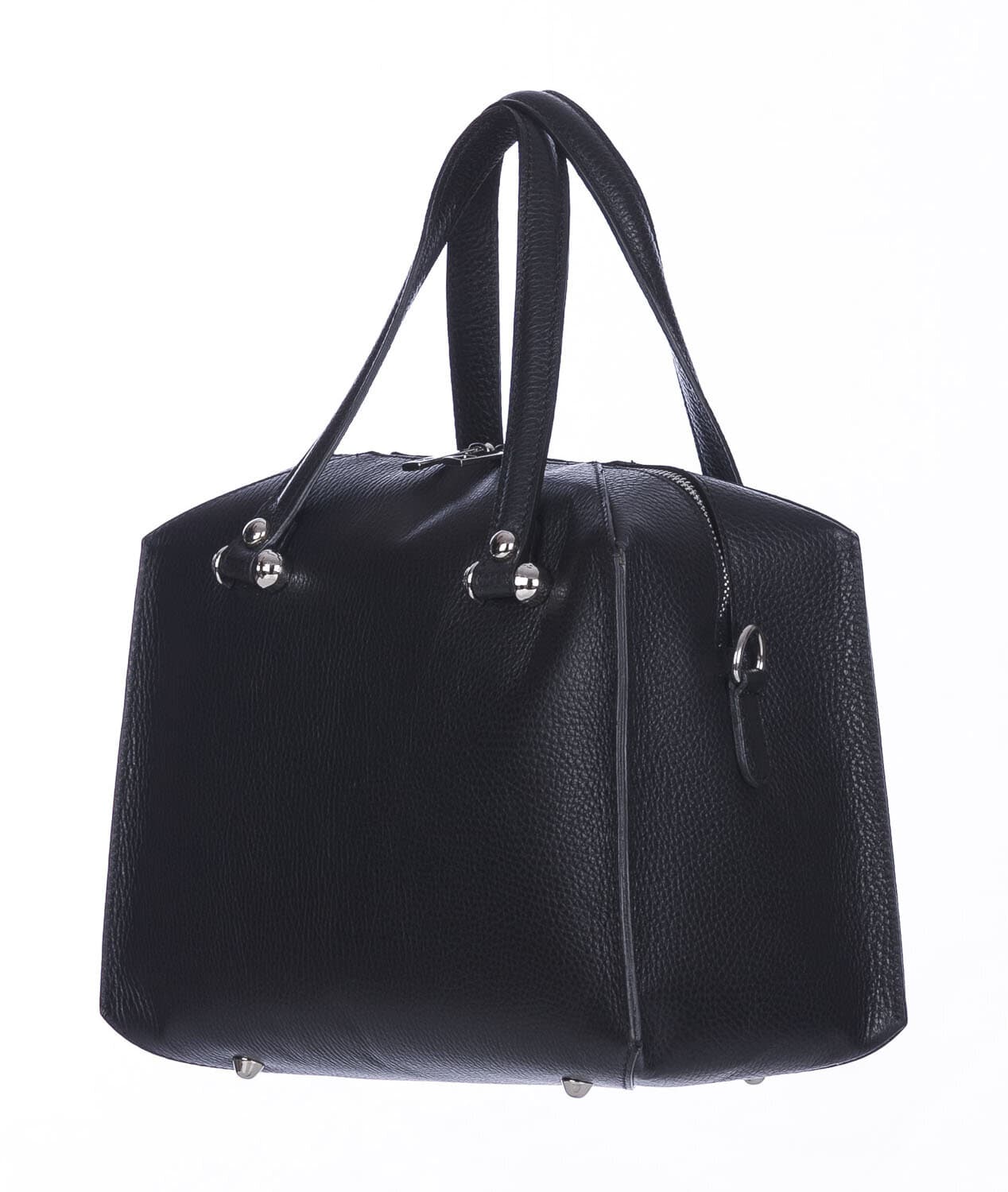 Borsa donna SOFIA a mano in vera pelle rigida, colore NERO, CHIARO SCURO, Made in Italy