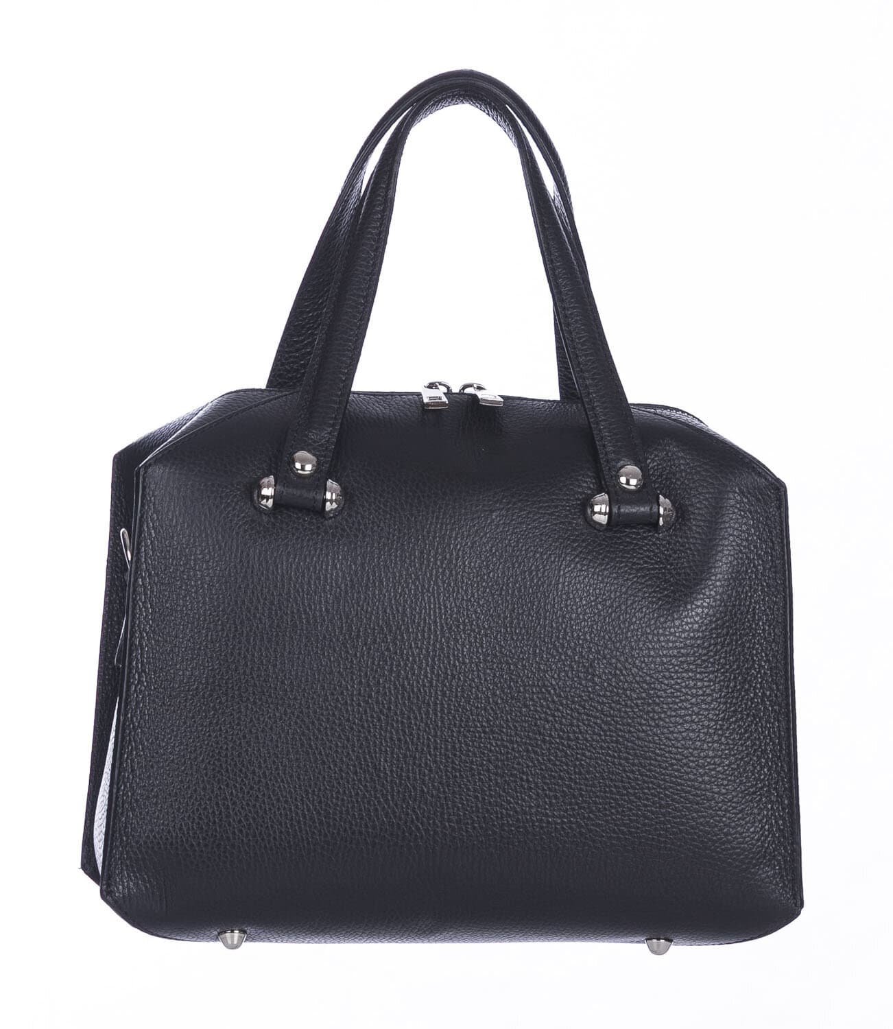 Borsa donna SOFIA a mano in vera pelle rigida, colore NERO, CHIARO SCURO, Made in Italy