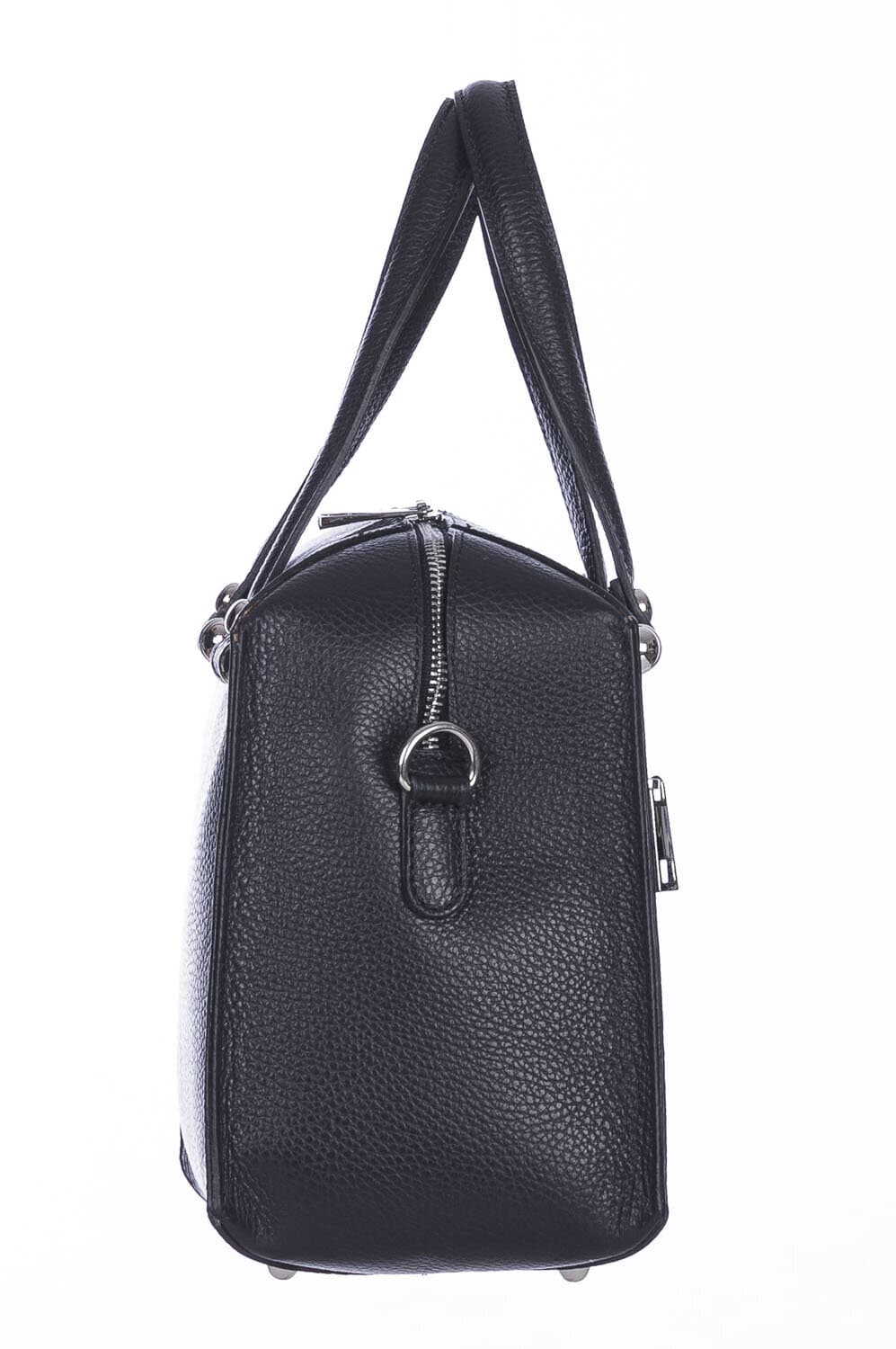 Borsa donna SOFIA a mano in vera pelle rigida, colore NERO, CHIARO SCURO, Made in Italy