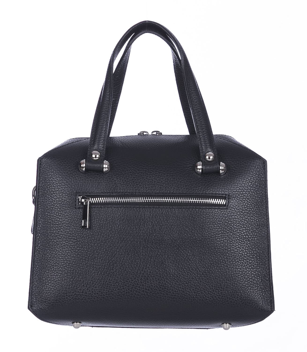 Borsa donna SOFIA a mano in vera pelle rigida, colore NERO, CHIARO SCURO, Made in Italy