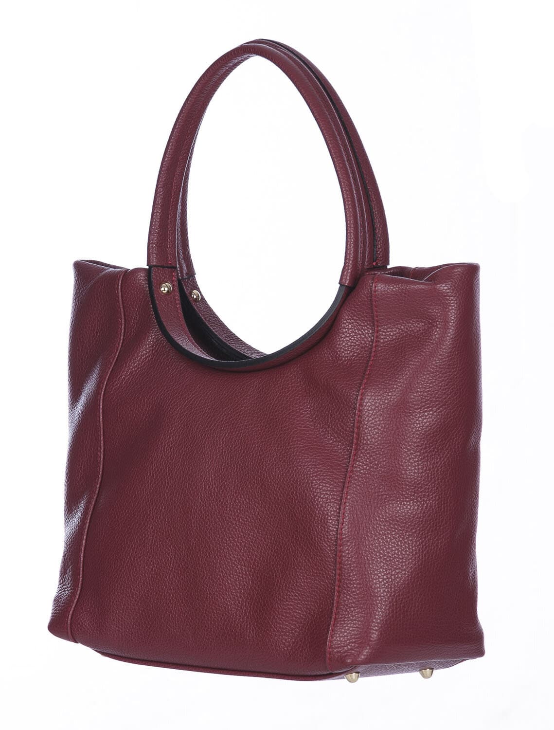 Borsa donna MATILDE a spalla in vera pelle morbida martellata, colore BORDEAUX, CHIARO SCURO, Made in Italy