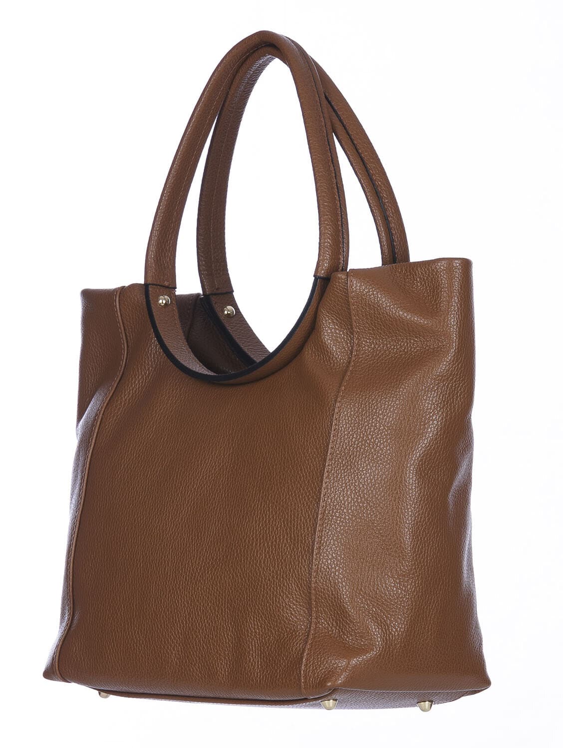 Borsa donna MATILDE a spalla in vera pelle morbida martellata, colore MIELE, CHIARO SCURO, Made in Italy