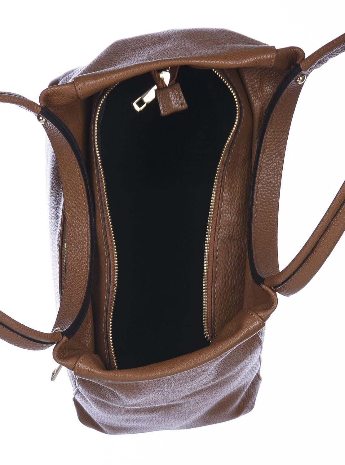 Borsa donna MATILDE a spalla in vera pelle morbida martellata, colore MIELE, CHIARO SCURO, Made in Italy