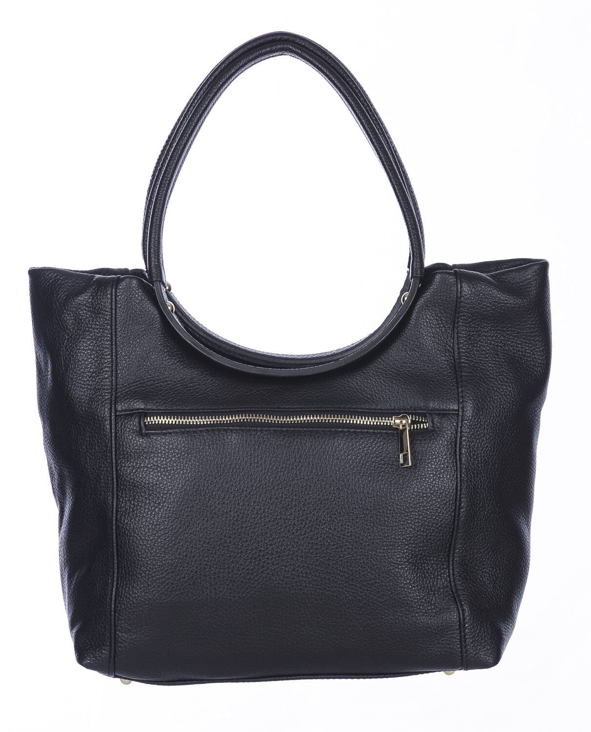 Borsa donna MATILDE a spalla in vera pelle morbida martellata, colore NERO, CHIARO SCURO, Made in Italy