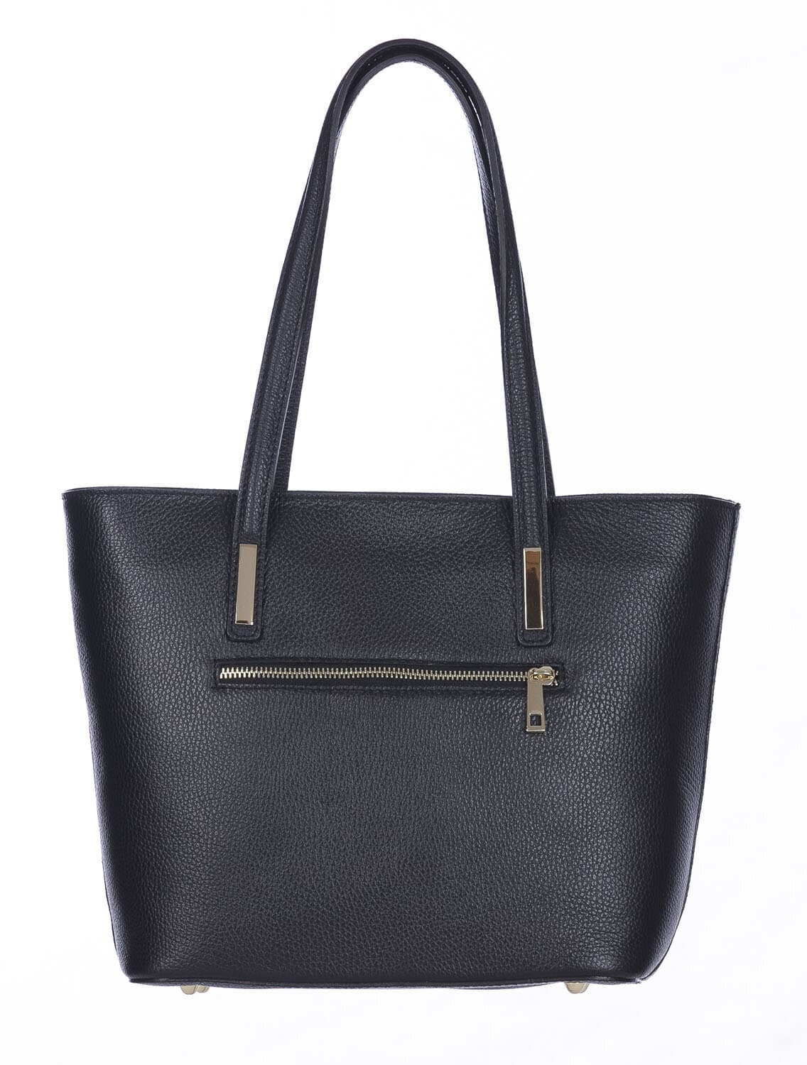 Borsa donna MONIA a spalla in vera pelle rigida martellata, colore NERO, CHIAROSCURO, Made in Italy